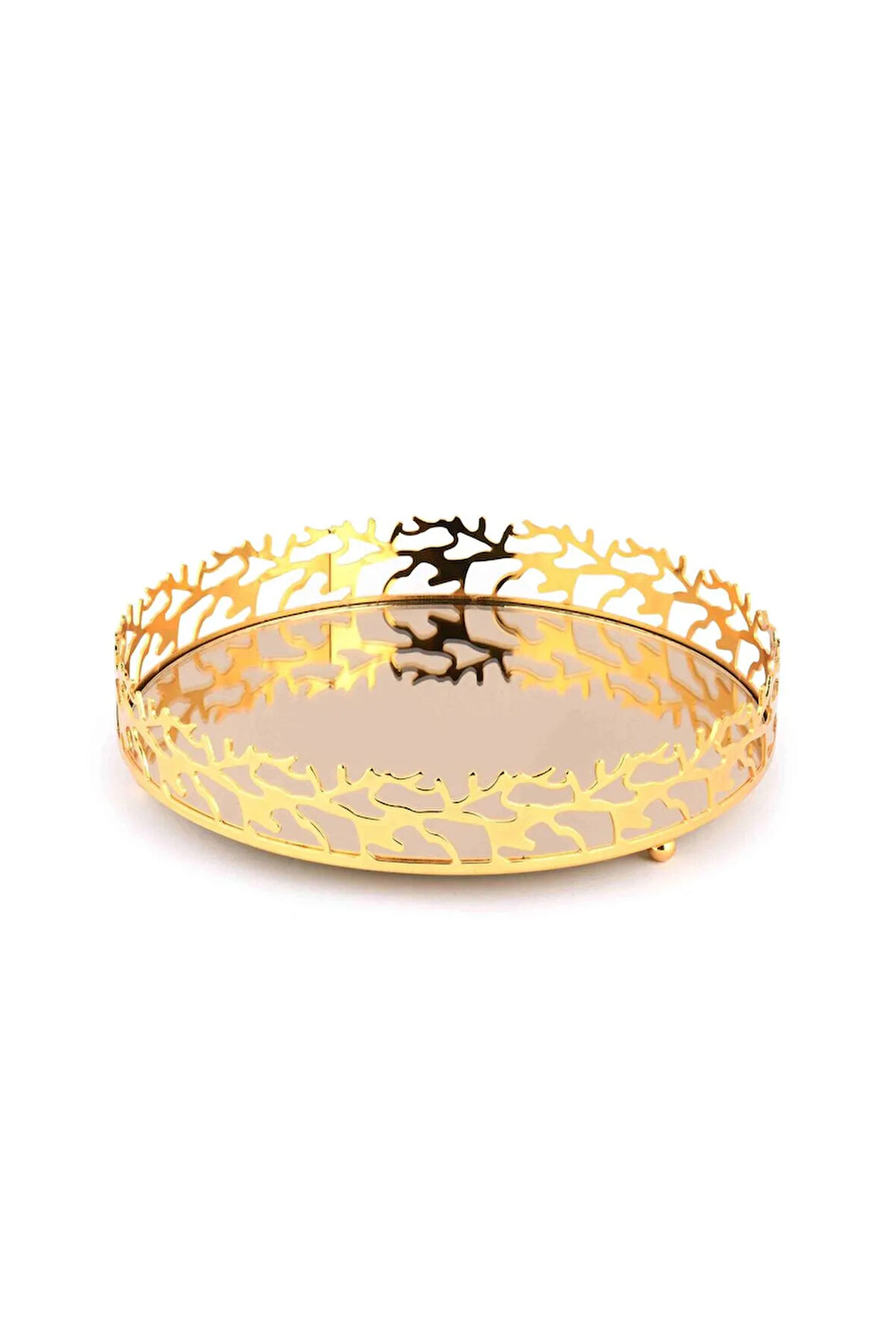 Gold Metal Yuvarlak Tepsi Orta