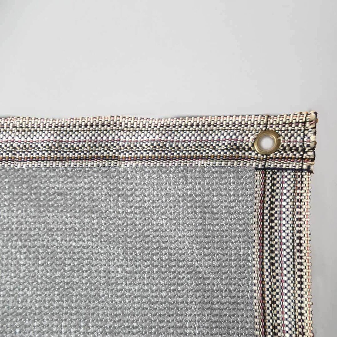 %95'lik Gri - Gümüş Gölgelik File - 1*80 METRE - Branda - Çit Filesi - Şeritli Halkalı