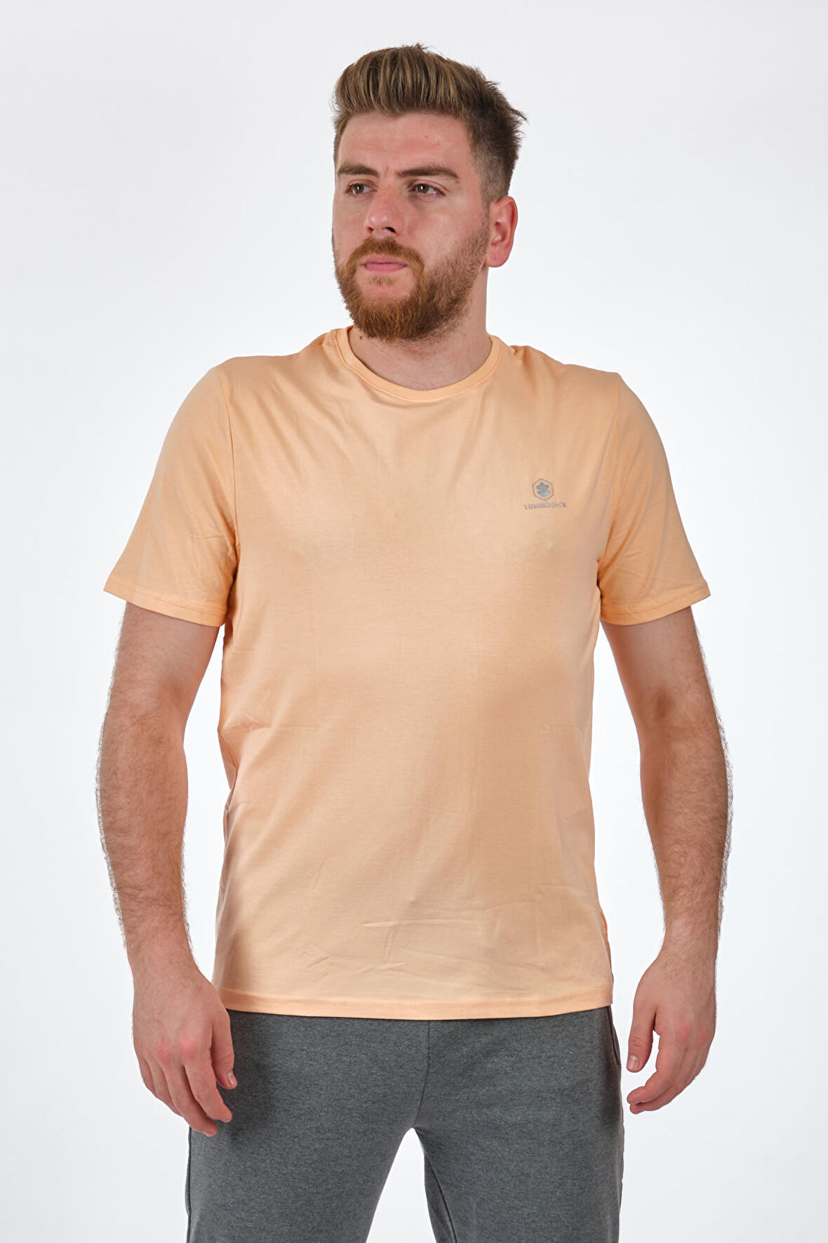 Lumberjack Bisiklet Yaka Pastel-Turuncu Erkek T-Shirt 2SCT1103FX