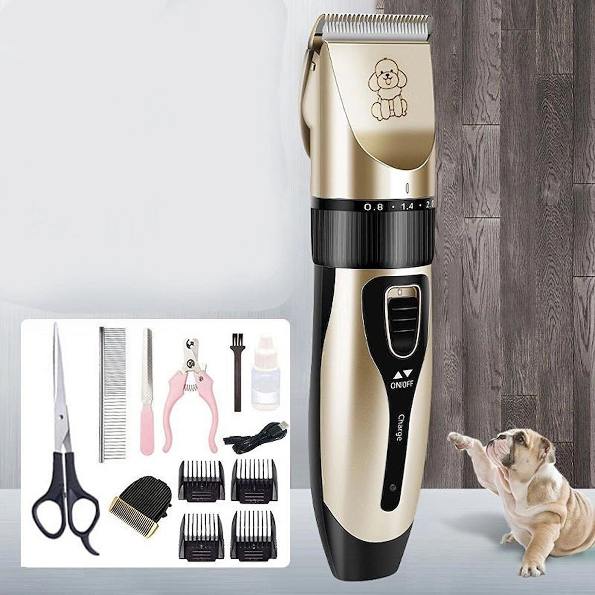 C5 Kırpık 10 In 1 Ayarlanabilir Şarjlı Kedi Köpek Tıraş Makinesi Pet Evcil Hayvan Tüy Kesme Aparatlı