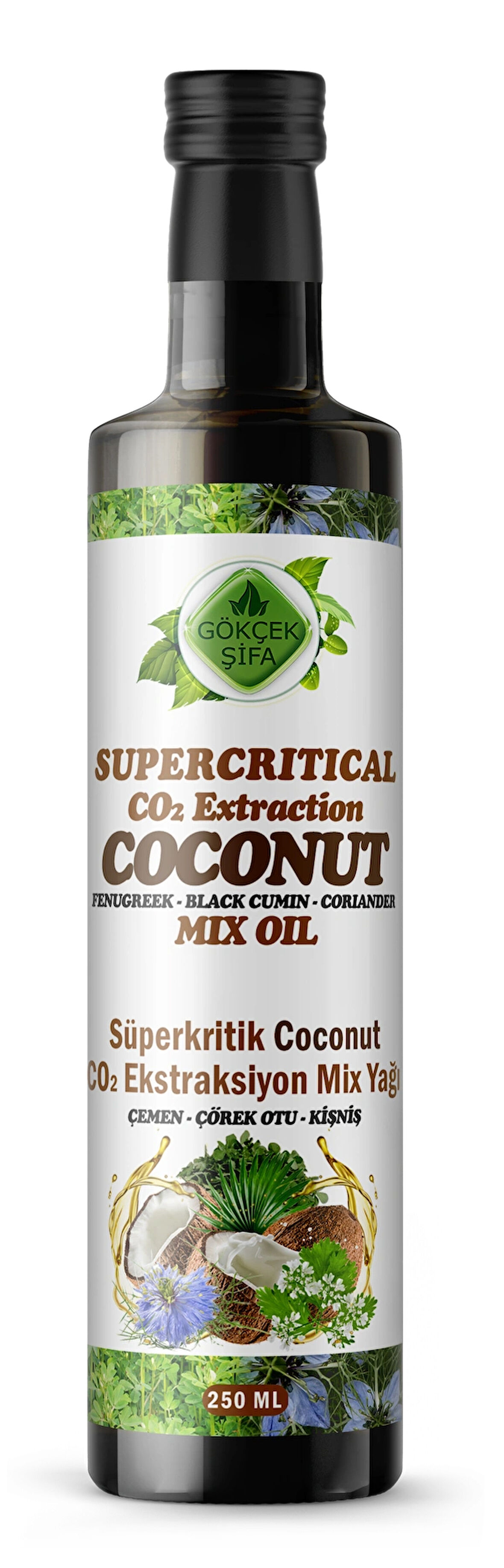 Hindistan Cevizi Süperkritik Mix Yağı 250 ml (COCONUT SUPERCRİTİCAL MİX OİL)