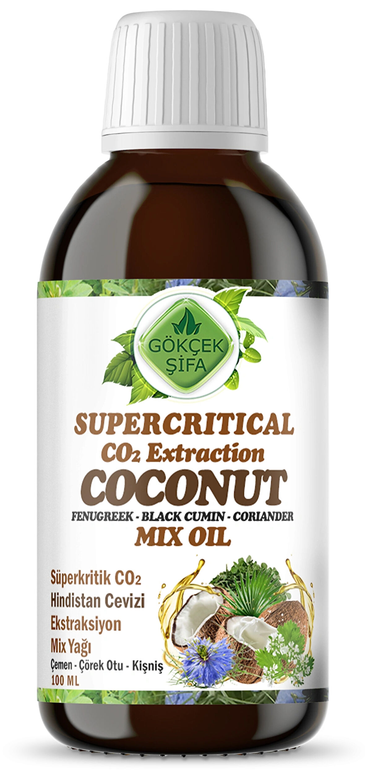 Hindistan Cevizi Süperkritik Mix Yağı 100 ml (COCONUT SUPERCRİTİCAL MİX OİL)