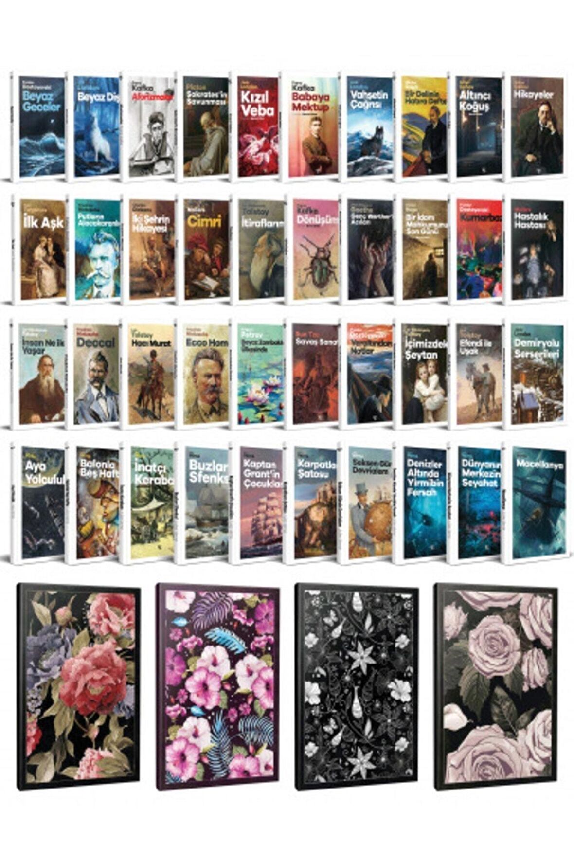 30 Dünya Klasiği Ve Çiçekli Çizgili Defter
Seti -1