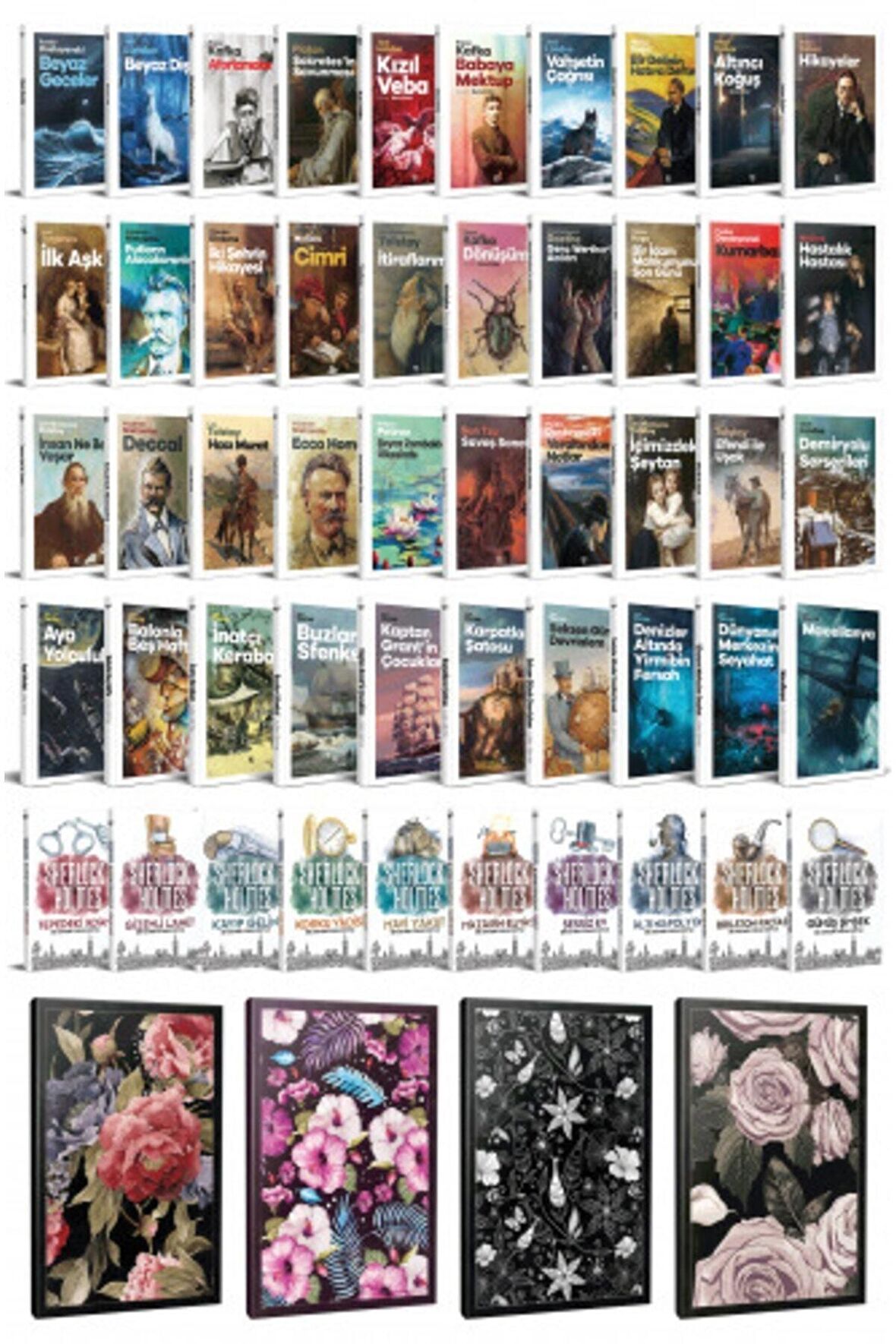 40 Dünya Klasiği Ve Çiçekli Çizgili Defter
Seti -1