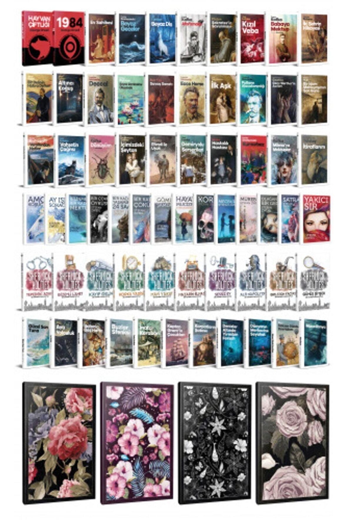 65 Dünya Klasiği Ve Çiçekli Çizgili Defter
Seti -1