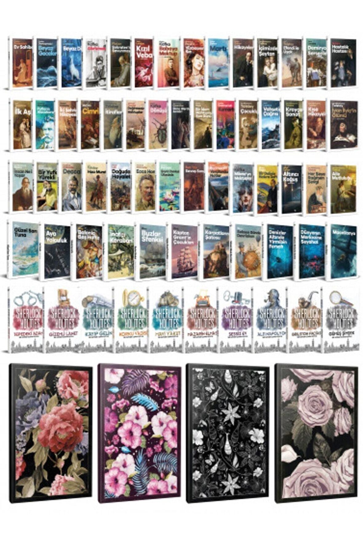 74 Dünya Klasiği Ve Çiçekli Çizgili Defter
Seti -1