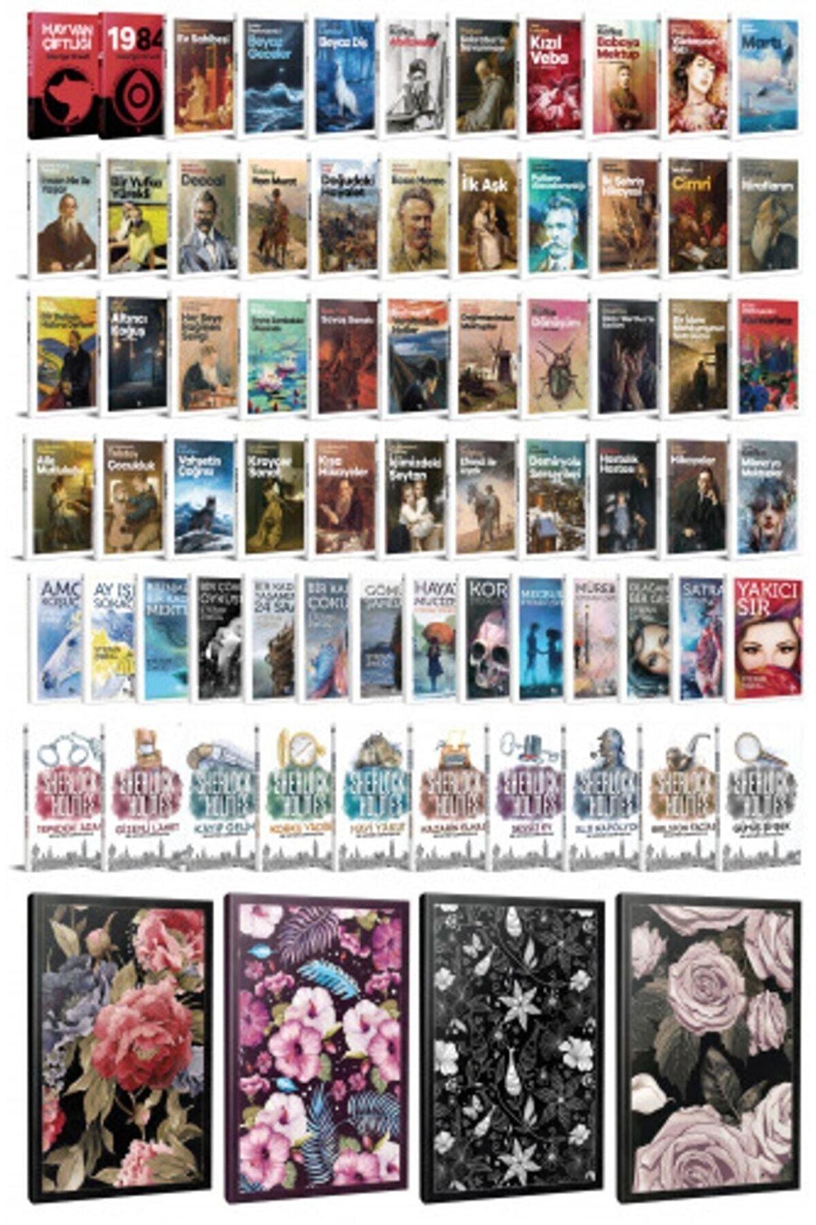 78 Dünya Klasiği Ve Çiçekli Çizgili Defter
Seti -1