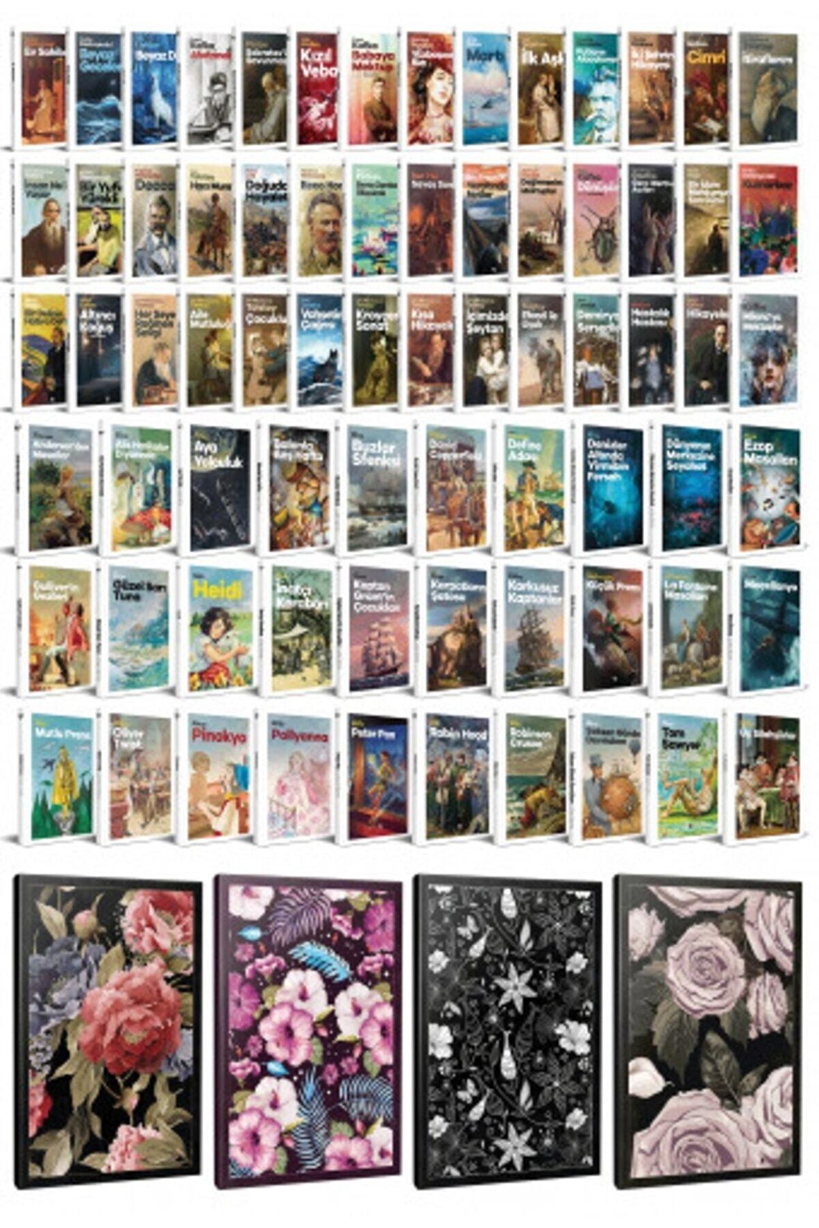 72 Dünya Klasiği Ve Çiçekli Çizgili Defter
Seti -1