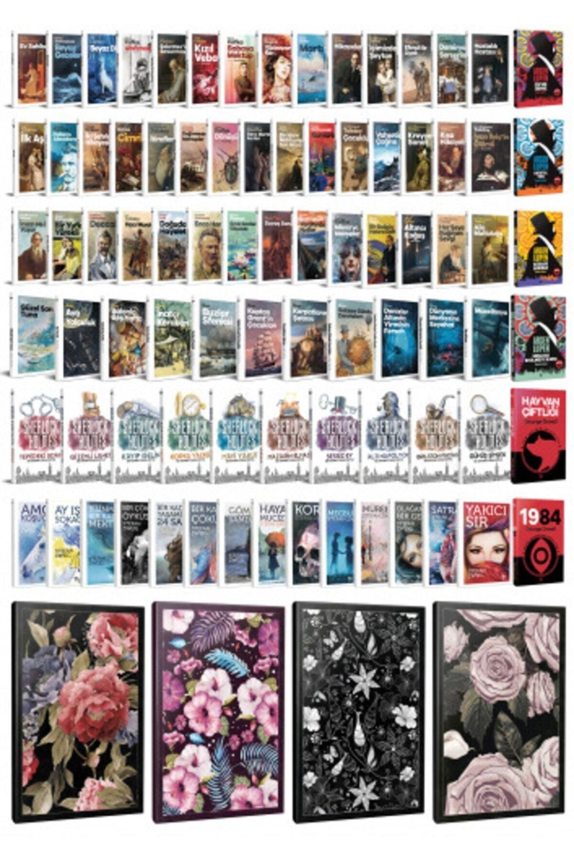 94 Dünya Klasiği Ve Çiçekli Çizgili Defter
Seti -1