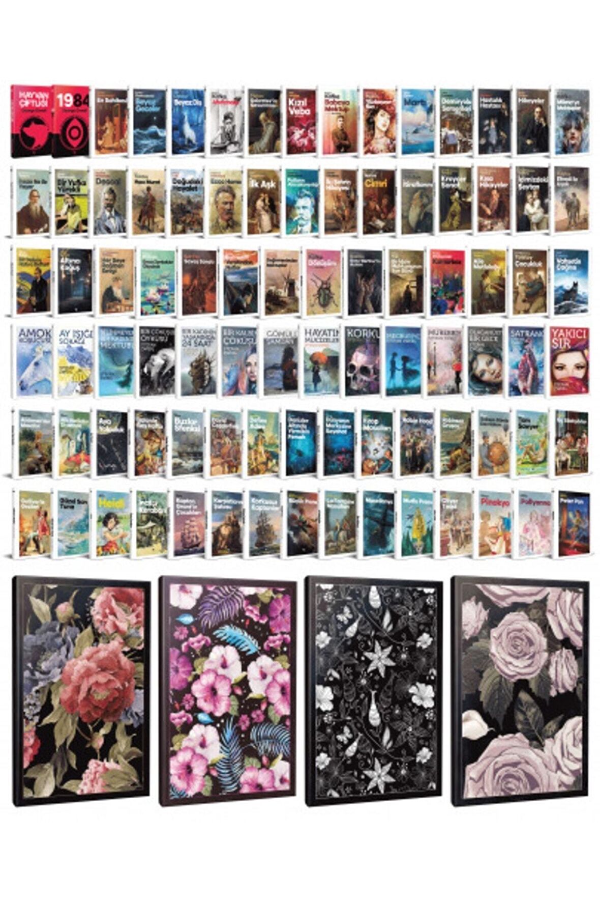 88 Dünya Klasiği Ve Çiçekli Çizgili Defter
Seti -1