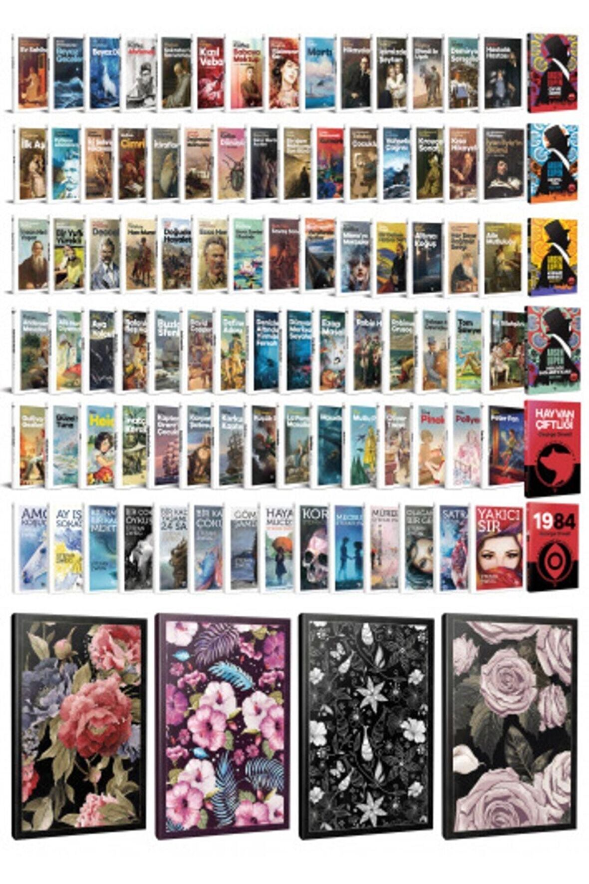 93 Dünya Klasiği Ve Çiçekli Çizgili Defter
Seti -1