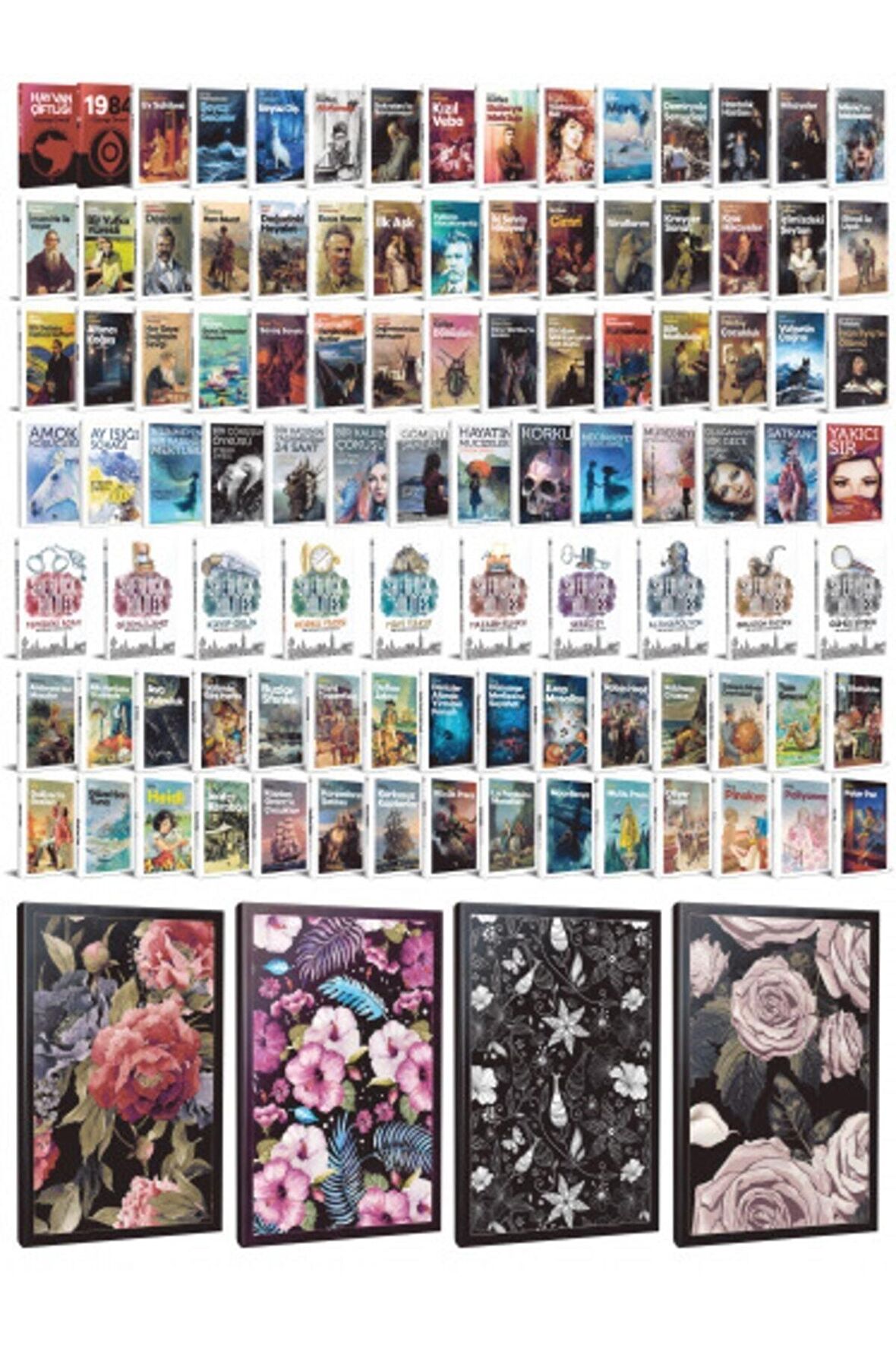 109 Dünya Klasiği Ve Çiçekli Çizgili Defter
Seti -1