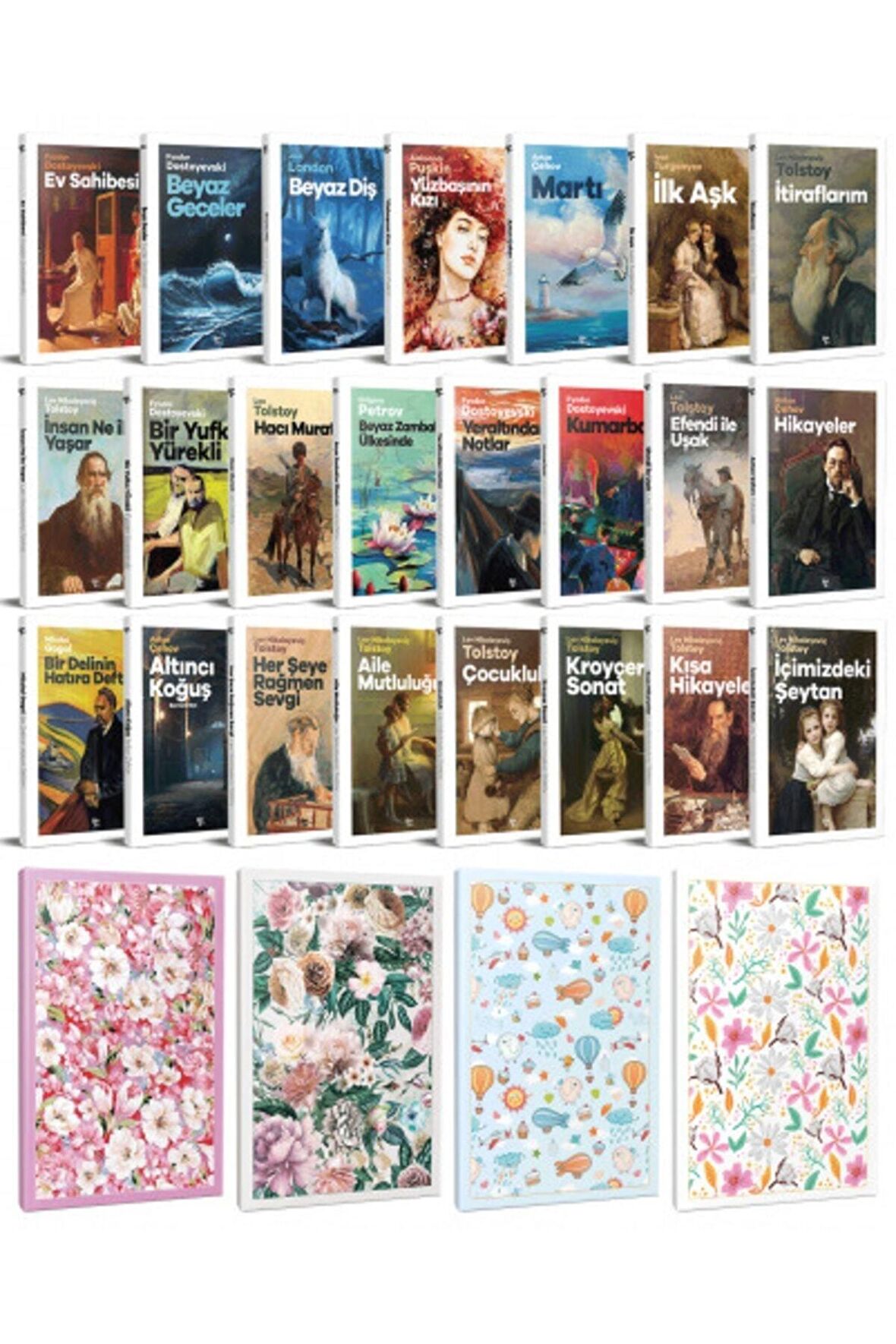 23 Dünya Klasiği Ve Çiçekli Çizgili Defter
Seti -2