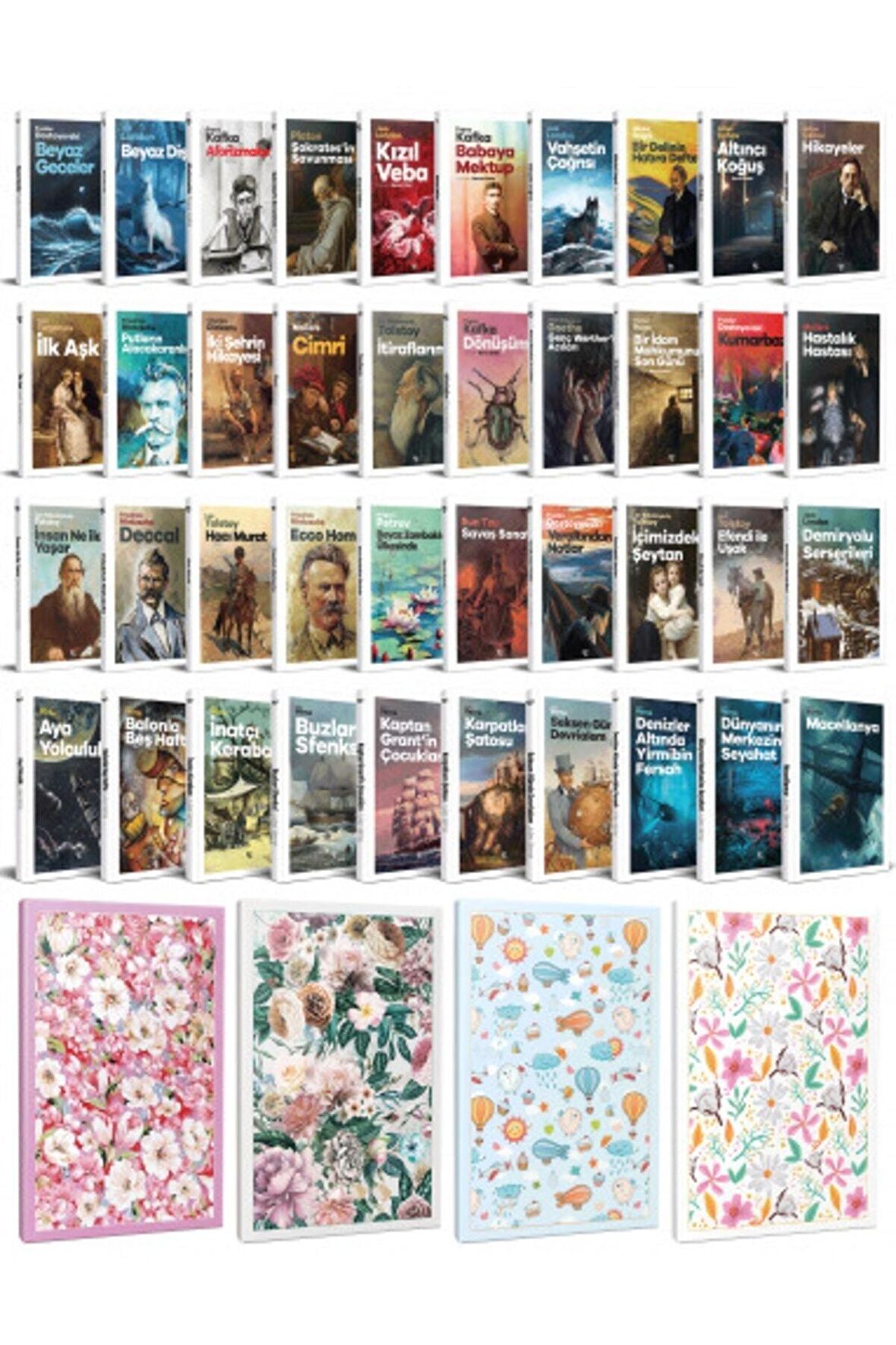 30 Dünya Klasiği Ve Çiçekli Çizgili Defter
Seti -2