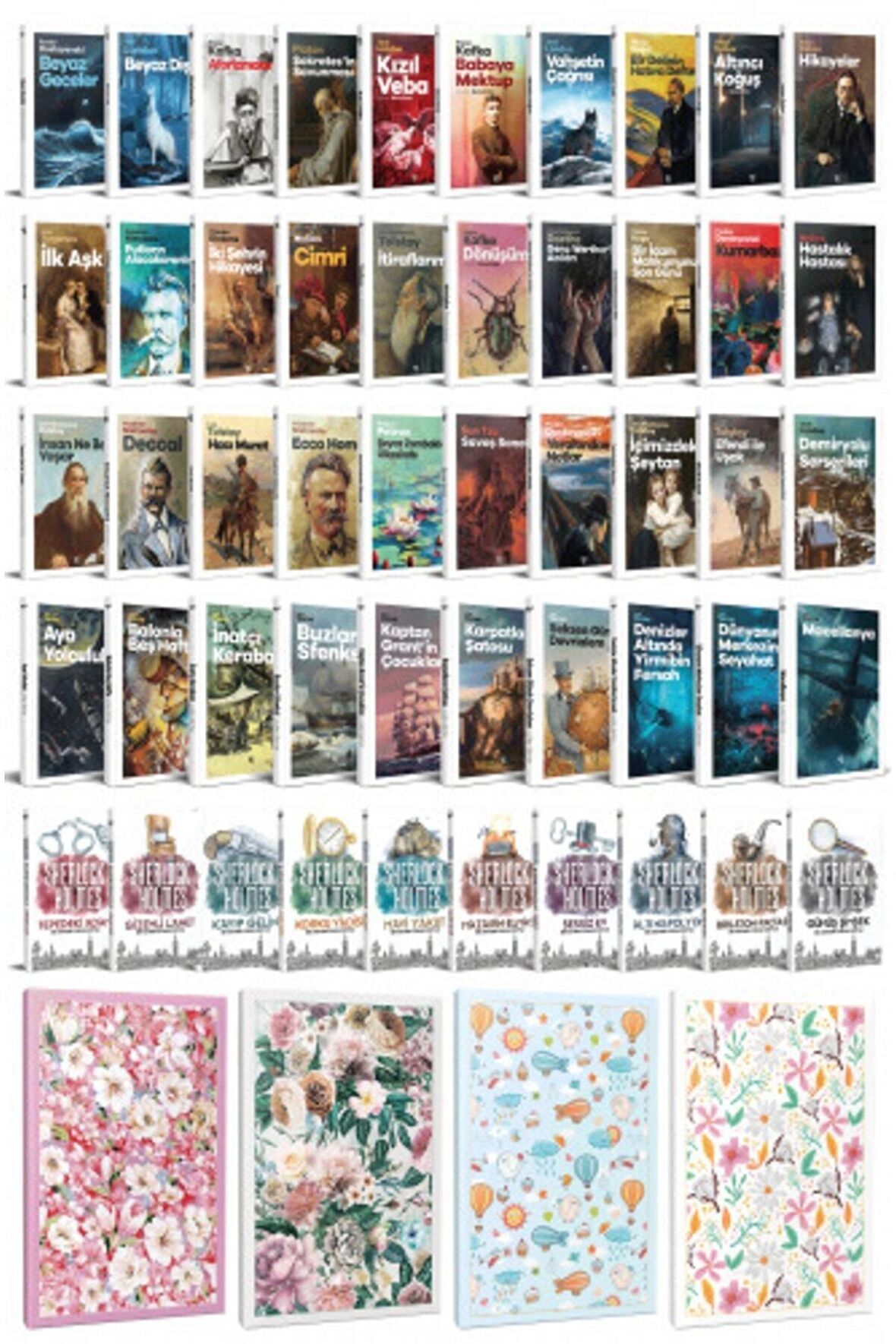 40 Dünya Klasiği Ve Çiçekli Çizgili Defter
Seti -2