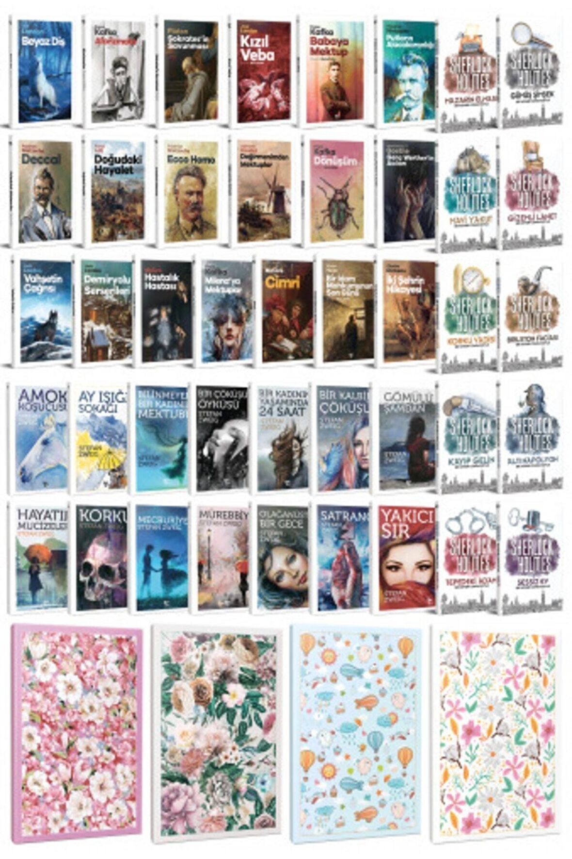 43 Dünya Klasiği Ve Çiçekli Çizgili Defter
Seti -2