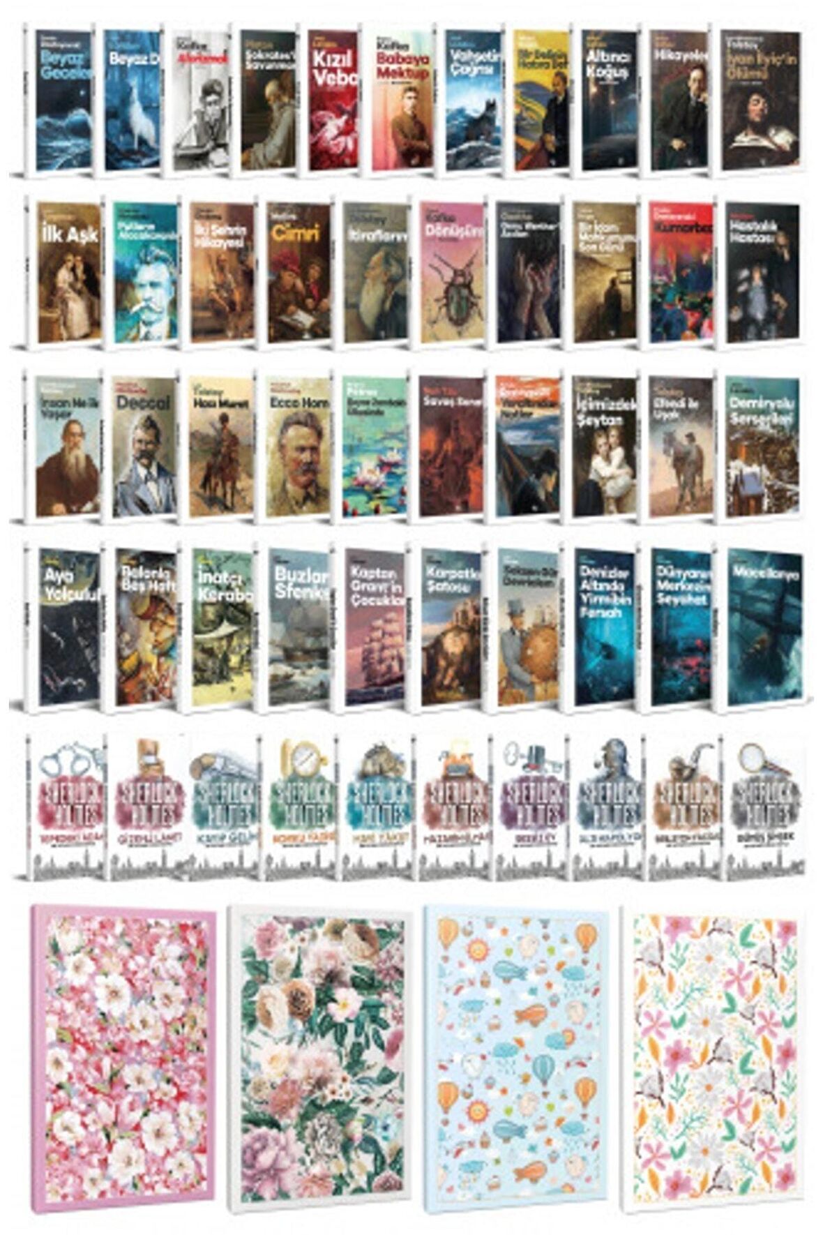 51 Dünya Klasiği Ve Çiçekli Çizgili Defter
Seti -2