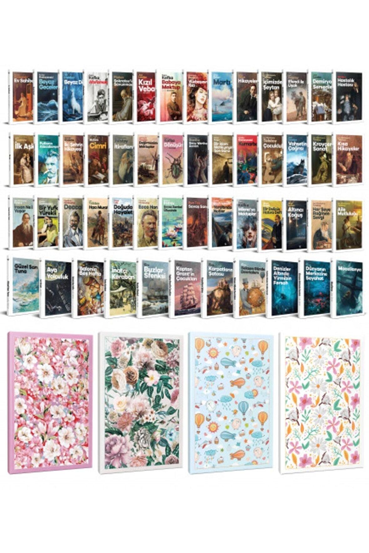 53 Dünya Klasiği Ve Çiçekli Çizgili Defter
Seti -2