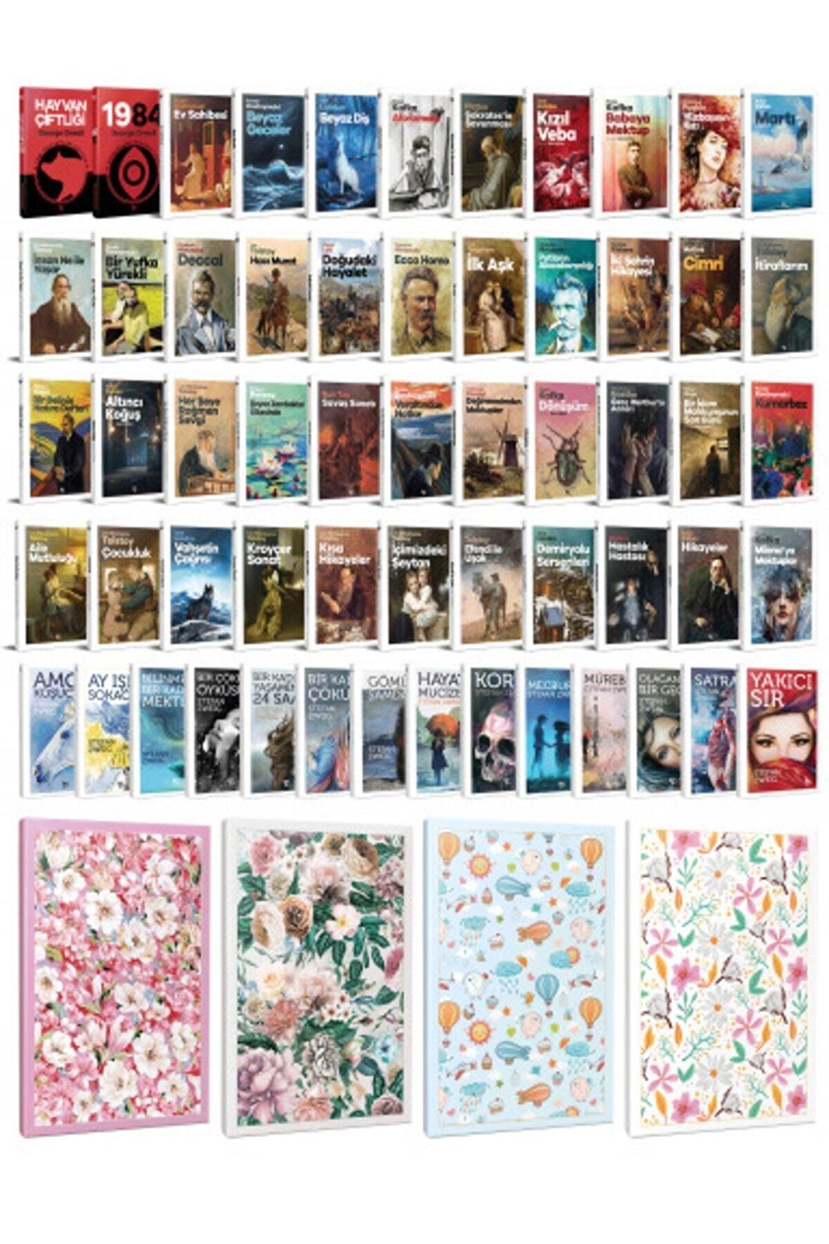 58 Dünya Klasiği Ve Çiçekli Çizgili Defter
Seti -2