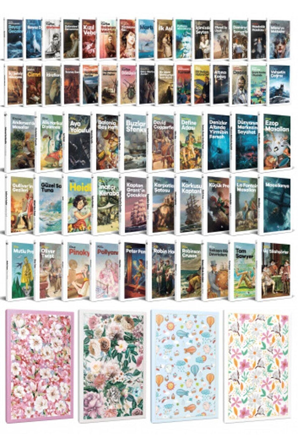 60 Dünya Klasiği Ve Çiçekli Çizgili Defter
Seti -2