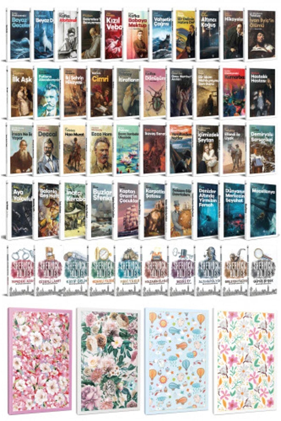 61 Dünya Klasiği Ve Çiçekli Çizgili Defter
Seti -2