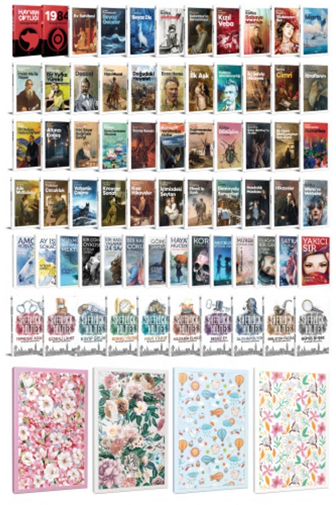 78 Dünya Klasiği Ve Çiçekli Çizgili Defter
Seti -2