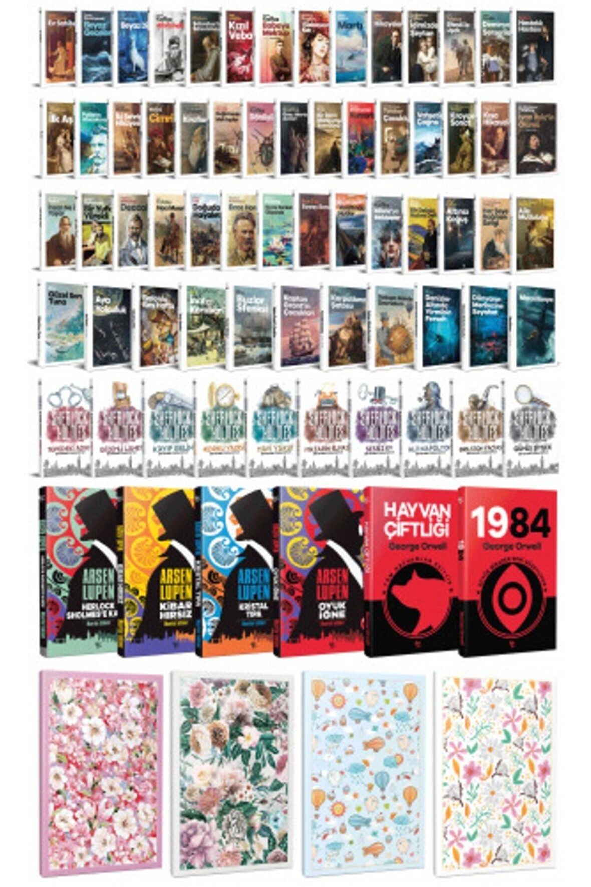 70 Dünya Klasiği Ve Çiçekli Çizgili Defter
Seti -2