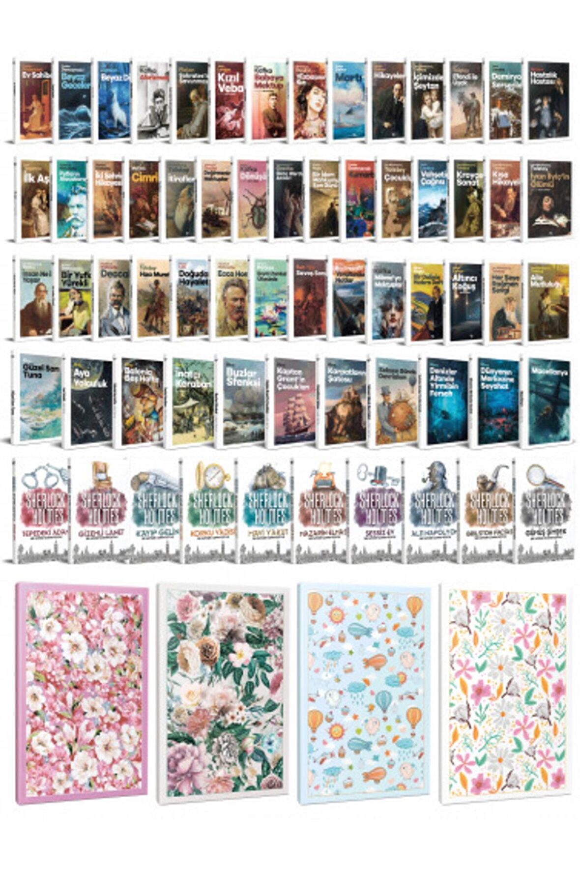 74 Dünya Klasiği Ve Çiçekli Çizgili Defter
seti -2