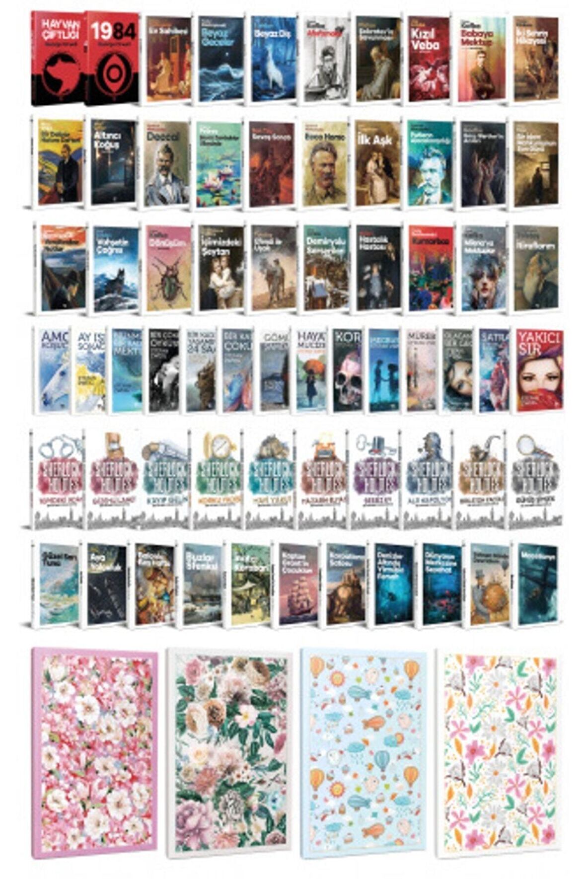 75 Dünya Klasiği Ve Çiçekli Çizgili Defter
Seti -2