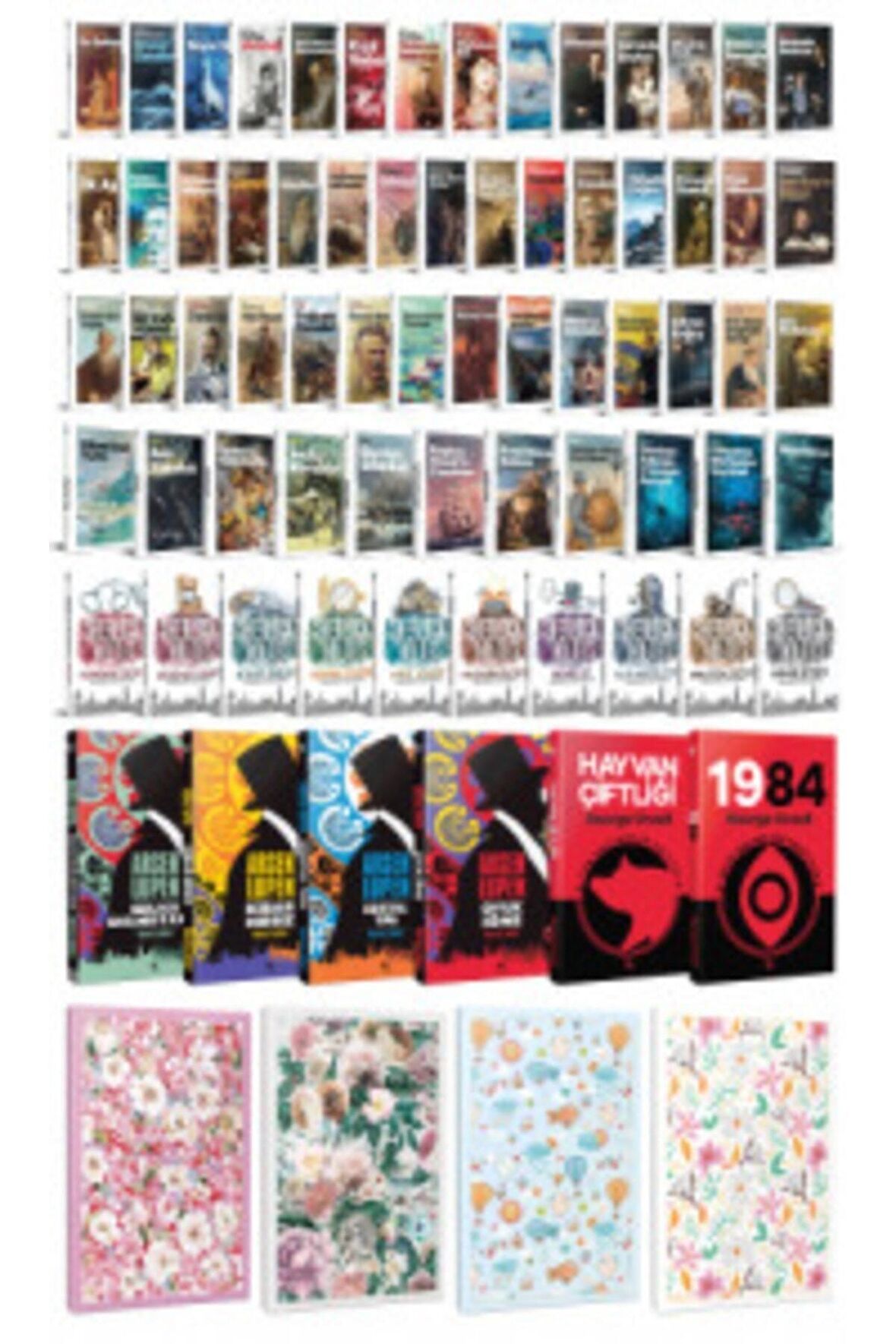 80 Dünya Klasiği Ve Çiçekli Çizgili Defter
Seti -2