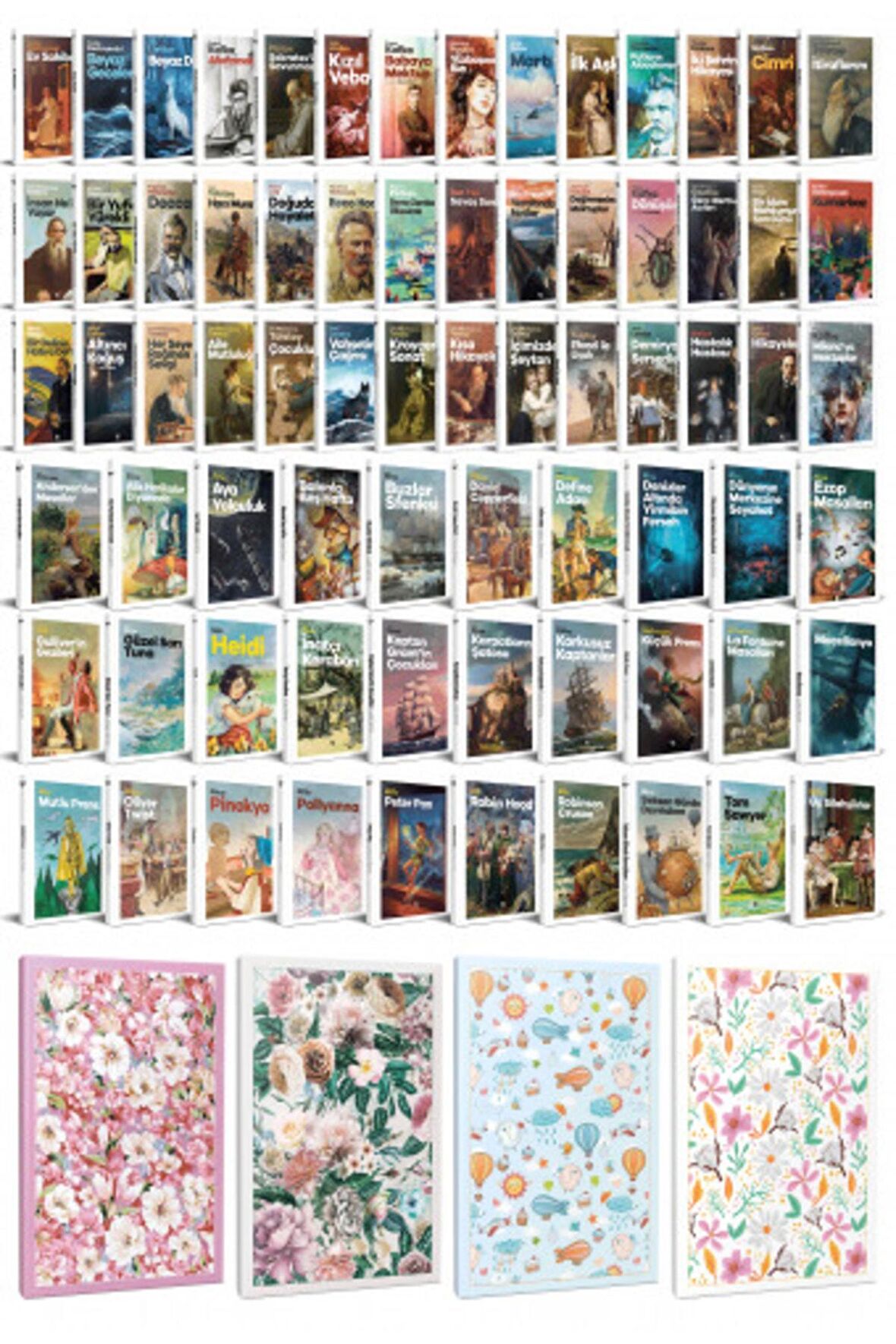 82 Dünya Klasiği Ve Çiçekli Çizgili Defter
seti -2