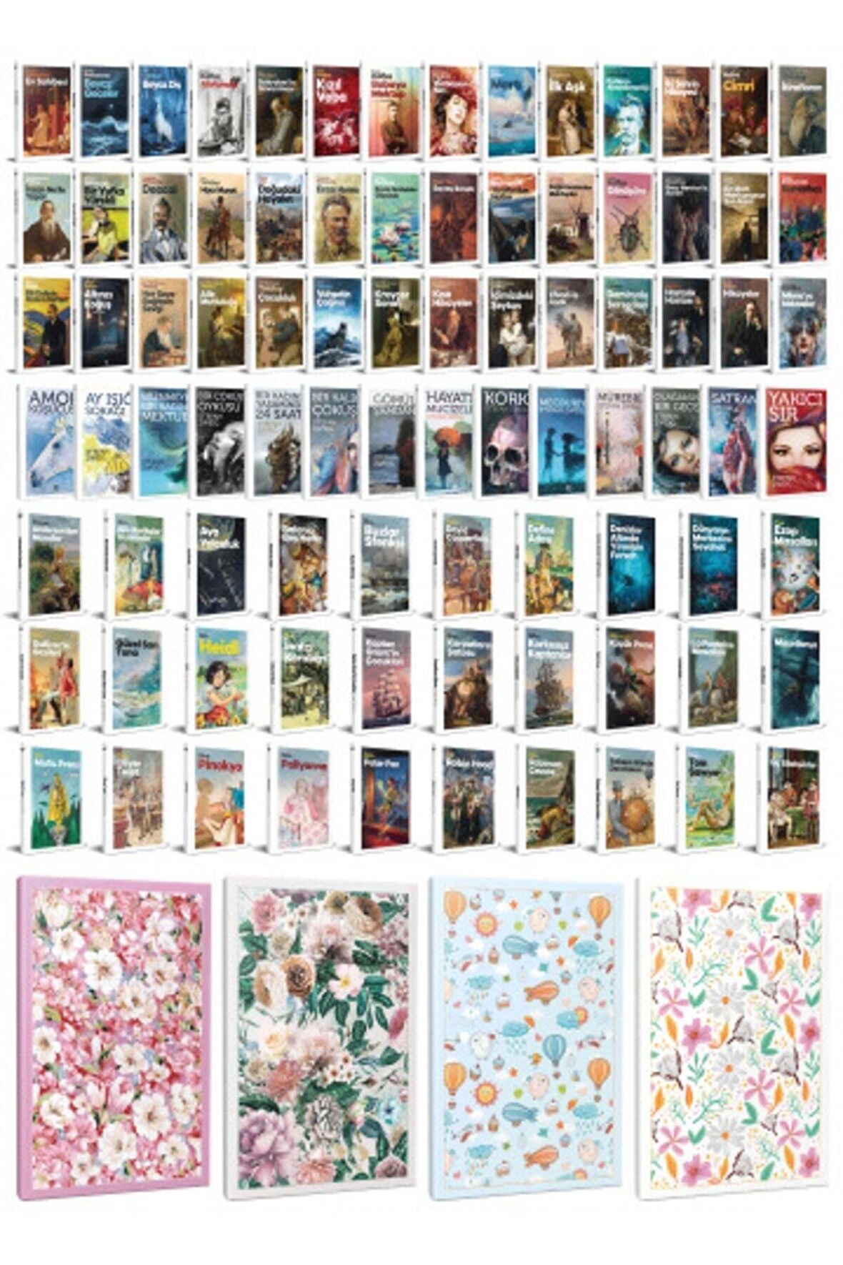 86 Dünya Klasiği Ve Çiçekli Çizgili Defter
Seti -2