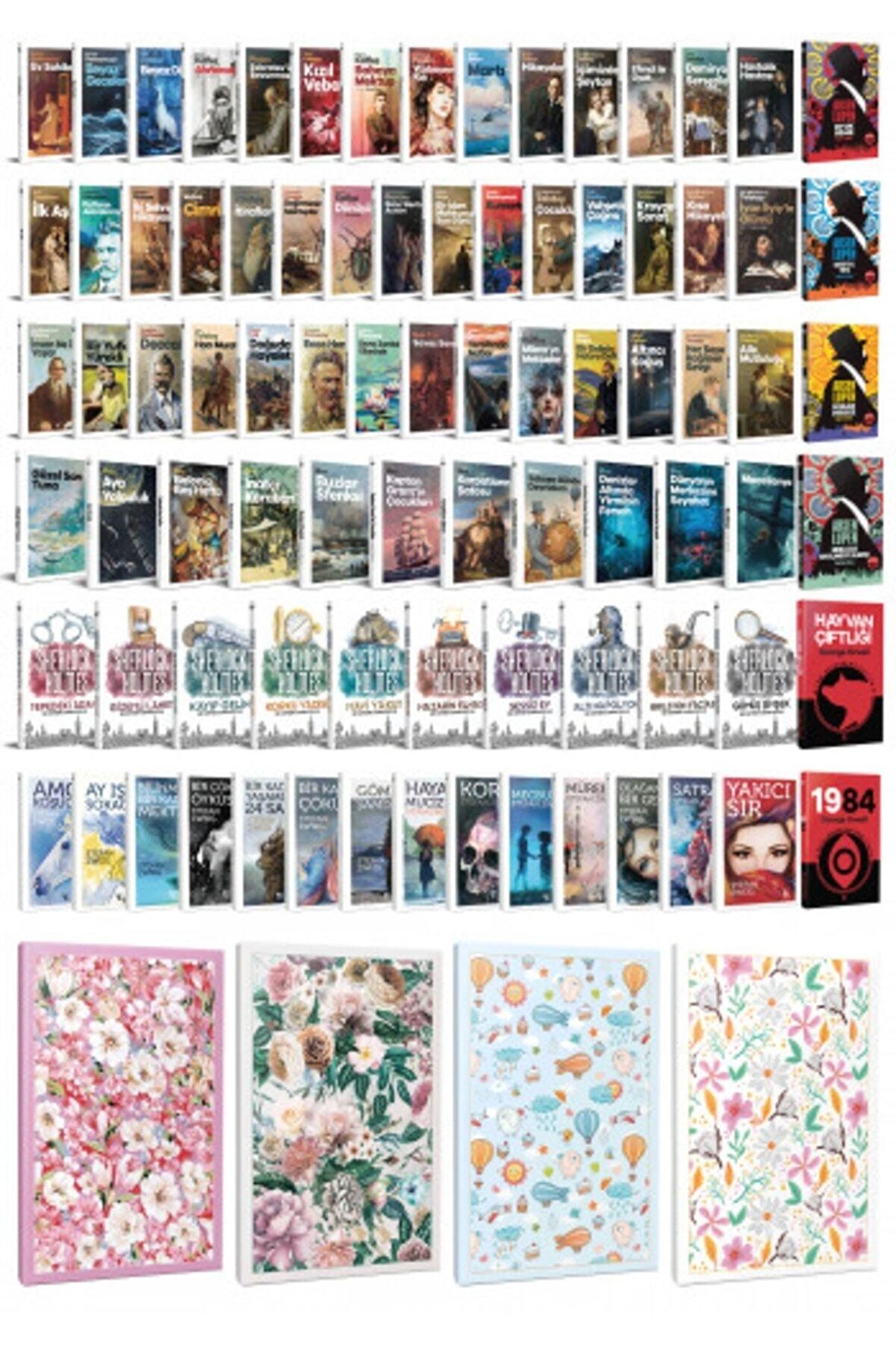 94 Dünya Klasiği Ve Çiçekli Çizgili Defter
Seti -2