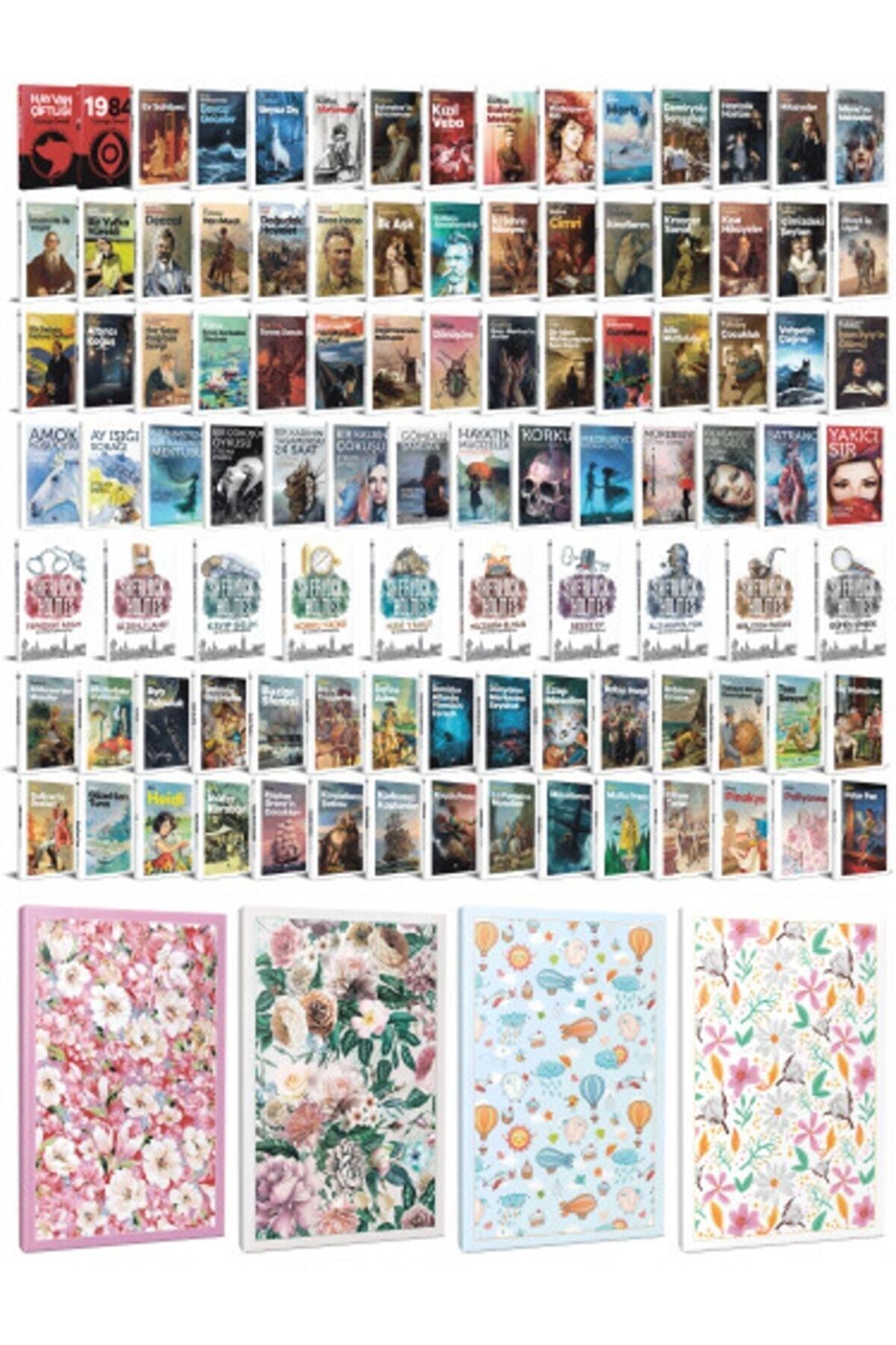 99 Dünya Klasiği Ve Çiçekli Çizgili Defter
Seti -2