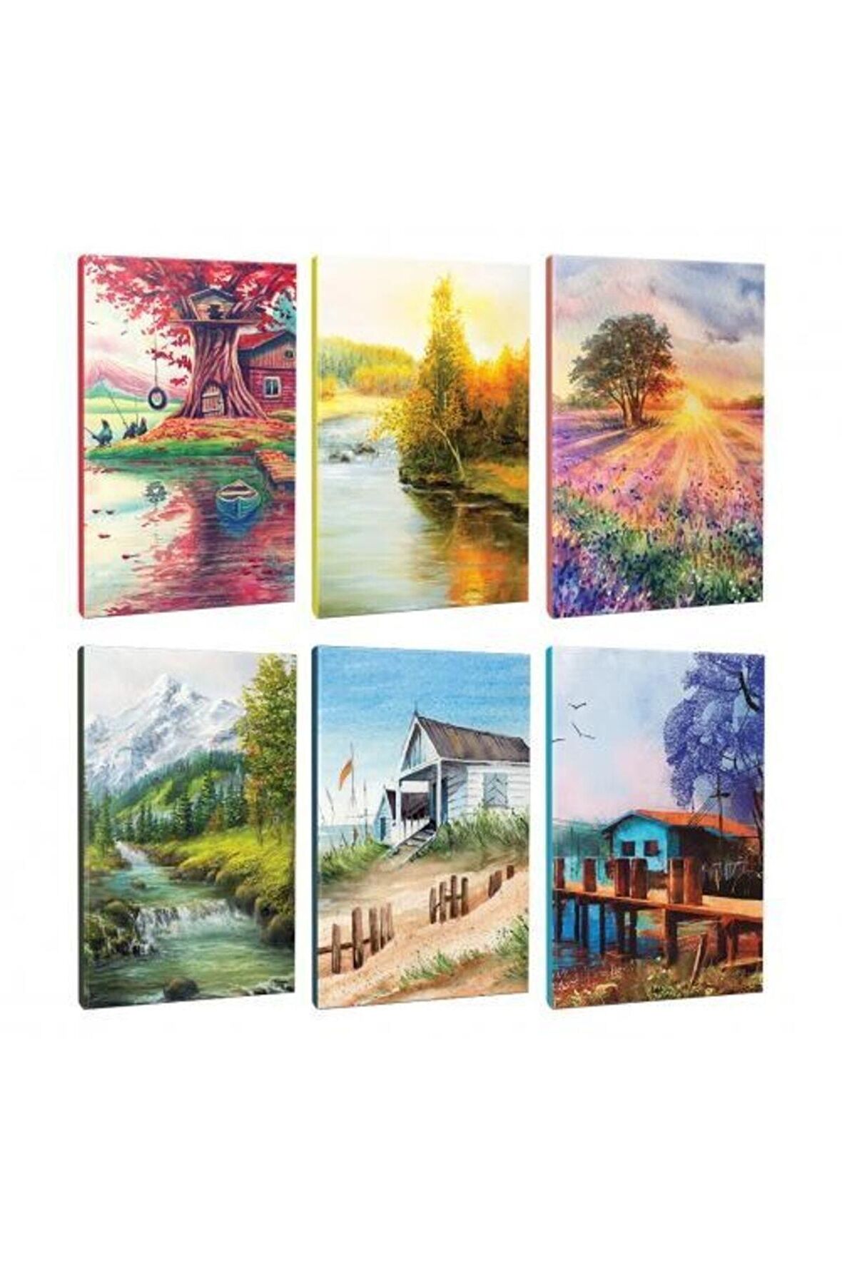 6lı Manzara Temalı 13,5x19,5cm 64 Sayfa Çizgili
defter Seti -3