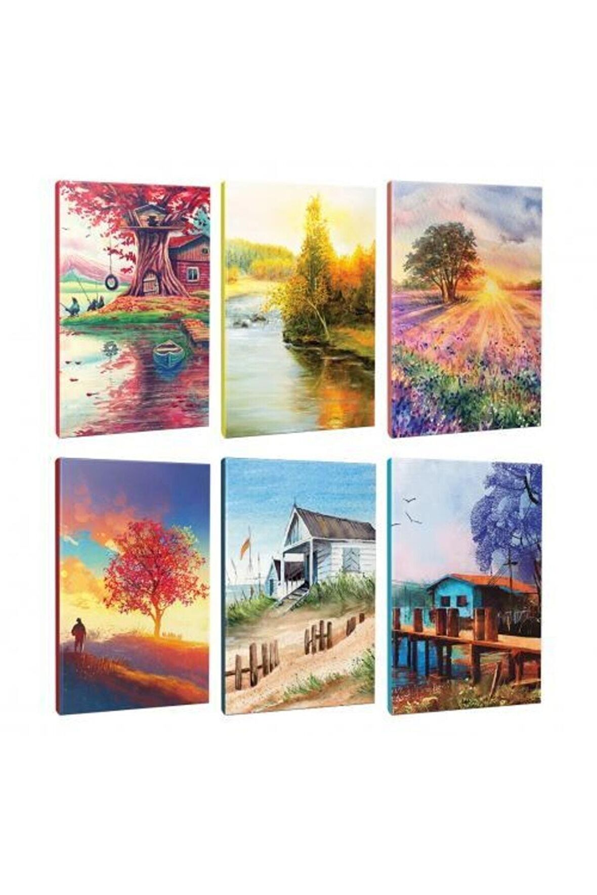 6lı Manzara Temalı 13,5x19,5cm 64 Sayfa Çizgili
defter Seti -4