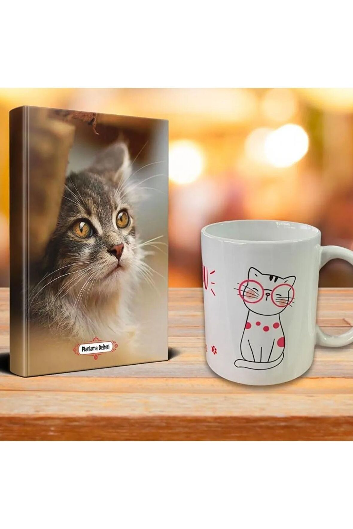 Minik Kedi Ajanda Sevimli Kedi Kupa Seti