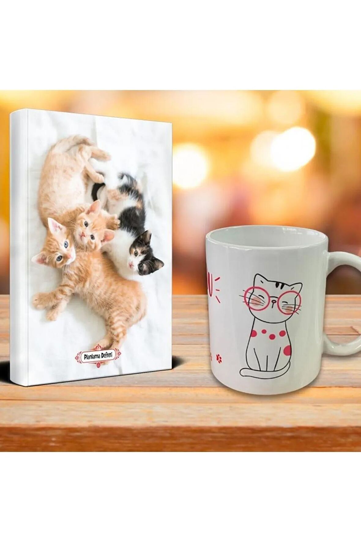 Oyuncu Kedi Ajanda Sevimli Kedi Kupa Seti