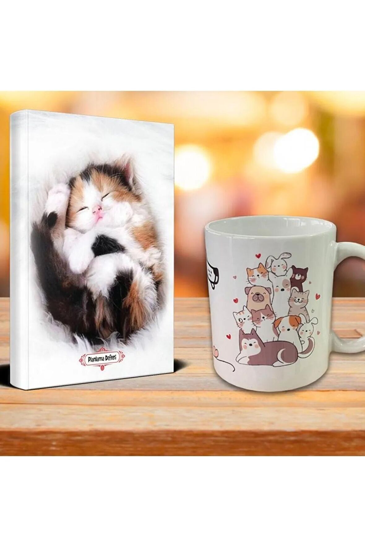 Uykucu Kedi Ajanda Mutlu Kediler Kupa Seti