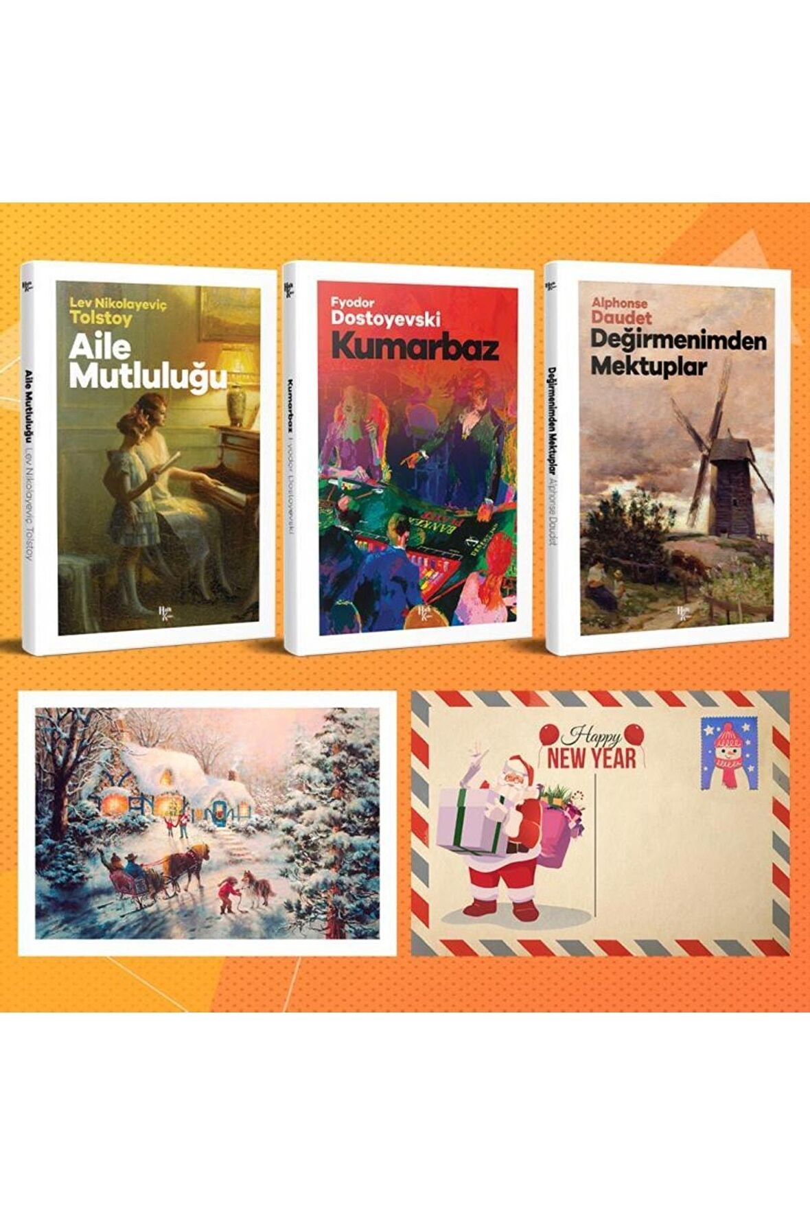 Dünya Klasikleri Üçlü Set - Aile Mutluluğu - Kumarbaz - Değirmenimden Mektuplar Ve Kartpostal