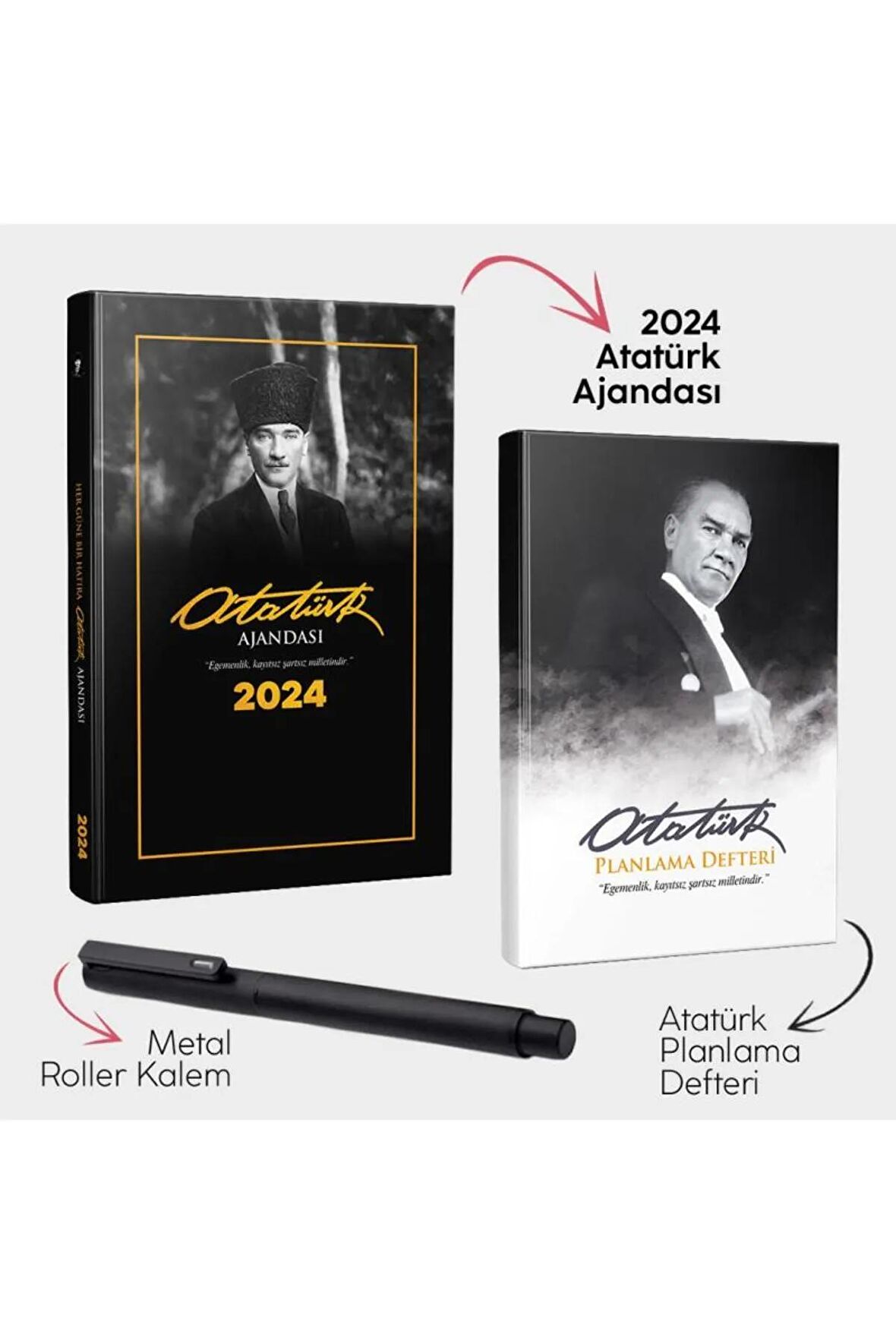 Trablusgarp 2024 Atatürk Ajandası - Atatürk Planlama Defteri ve Metal Roller Kalem