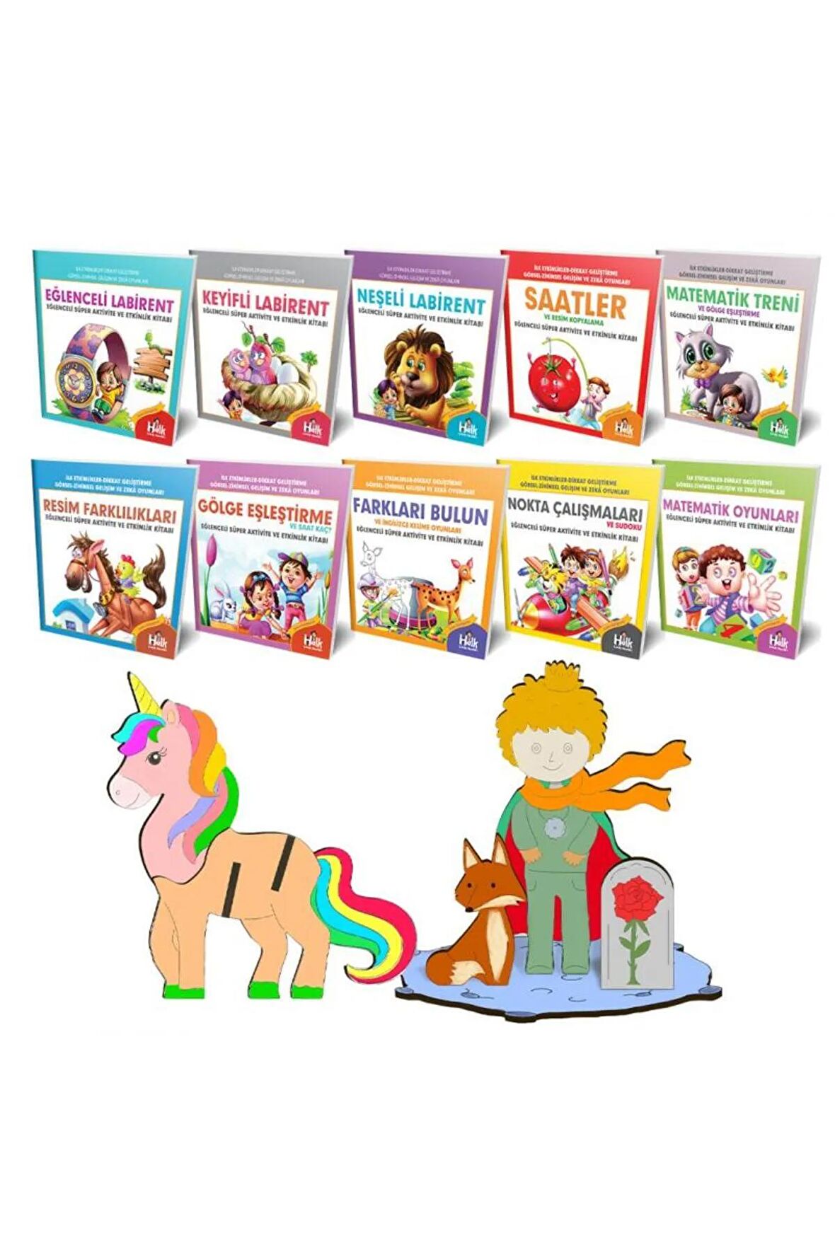 Süper Aktivite 10 Kitap ve 2'li 3D Ahşap Maket Seti