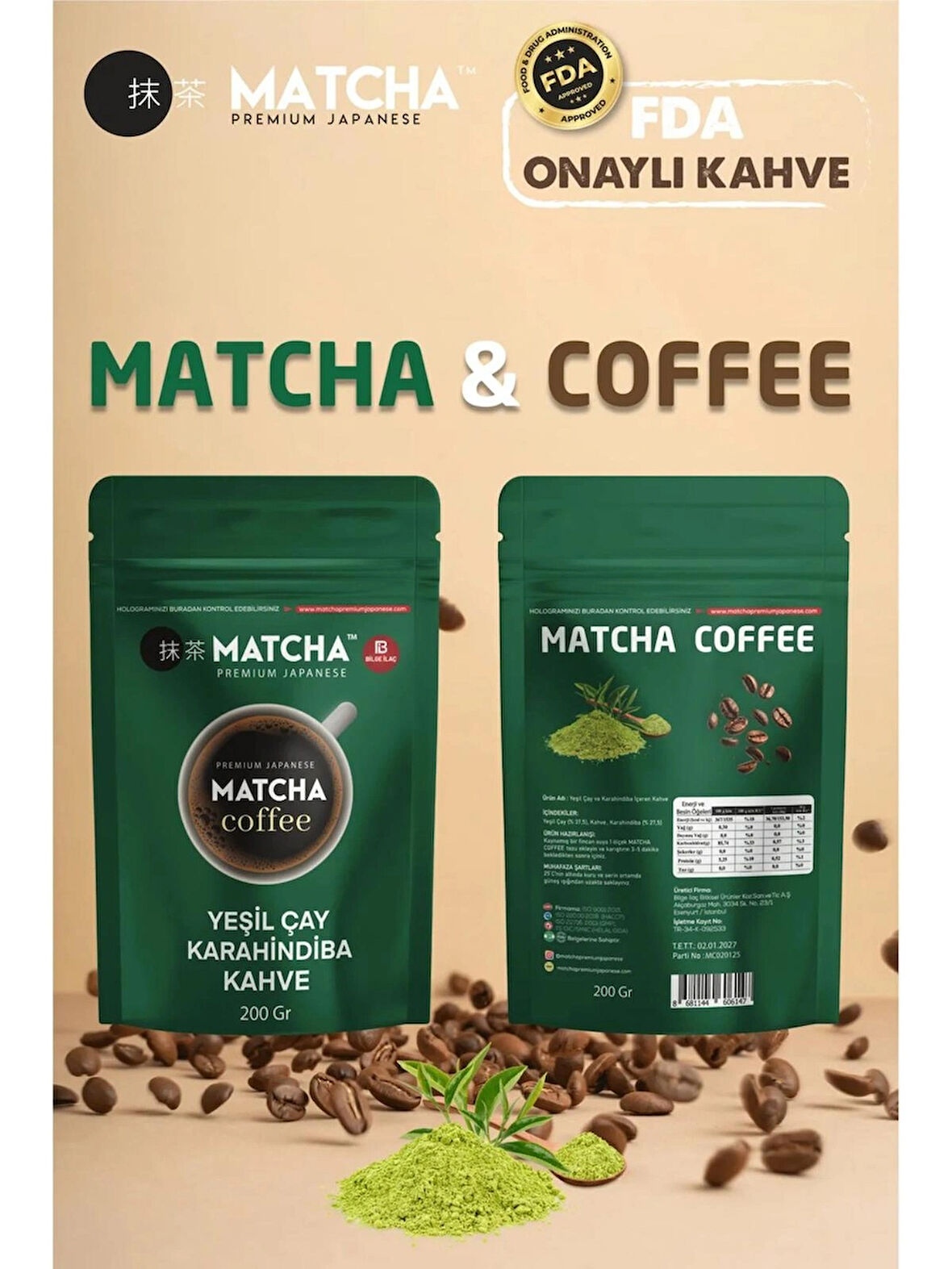 KAHVE YEŞİL ÇAY VE KARAHİNDİBA İÇEREN KAHVE