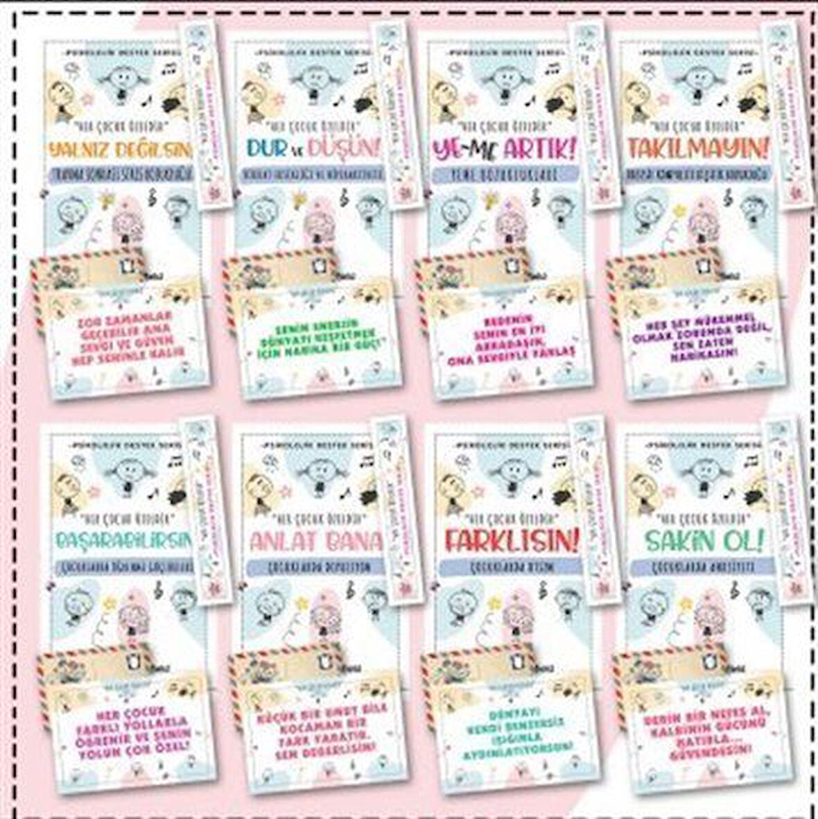 Çocuklar İçin Psikoloik Destek Serisi 8 Kitap - Ayraç ve Kartpostallı Özel Set / Emily R. Greenfield