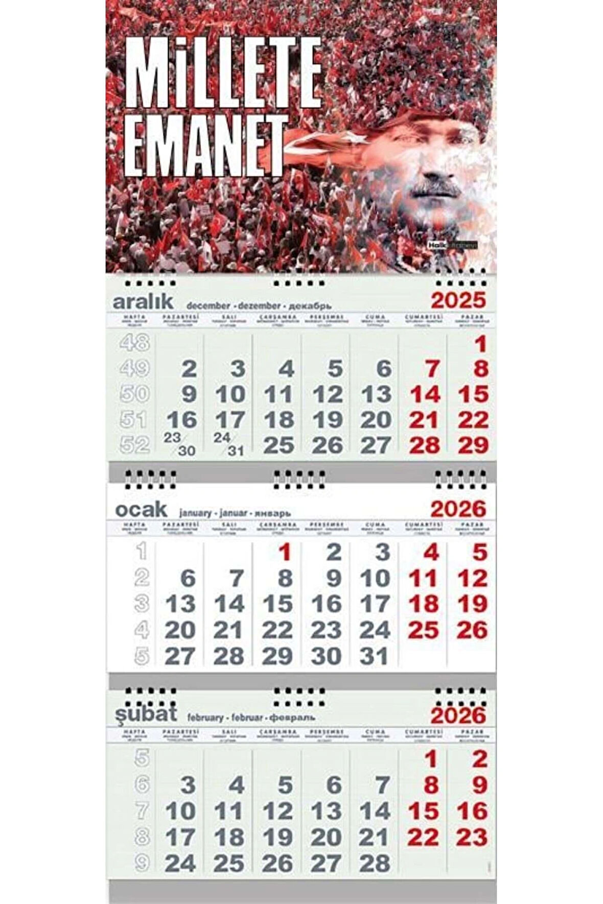 Halk Kitabevi Millete Emanet 2026 Gemici Duvar Takvimi