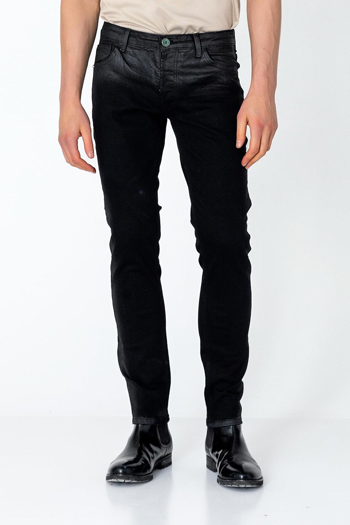 Erkek Regular Fit Sade Rahat Yağlı Kot pantolon