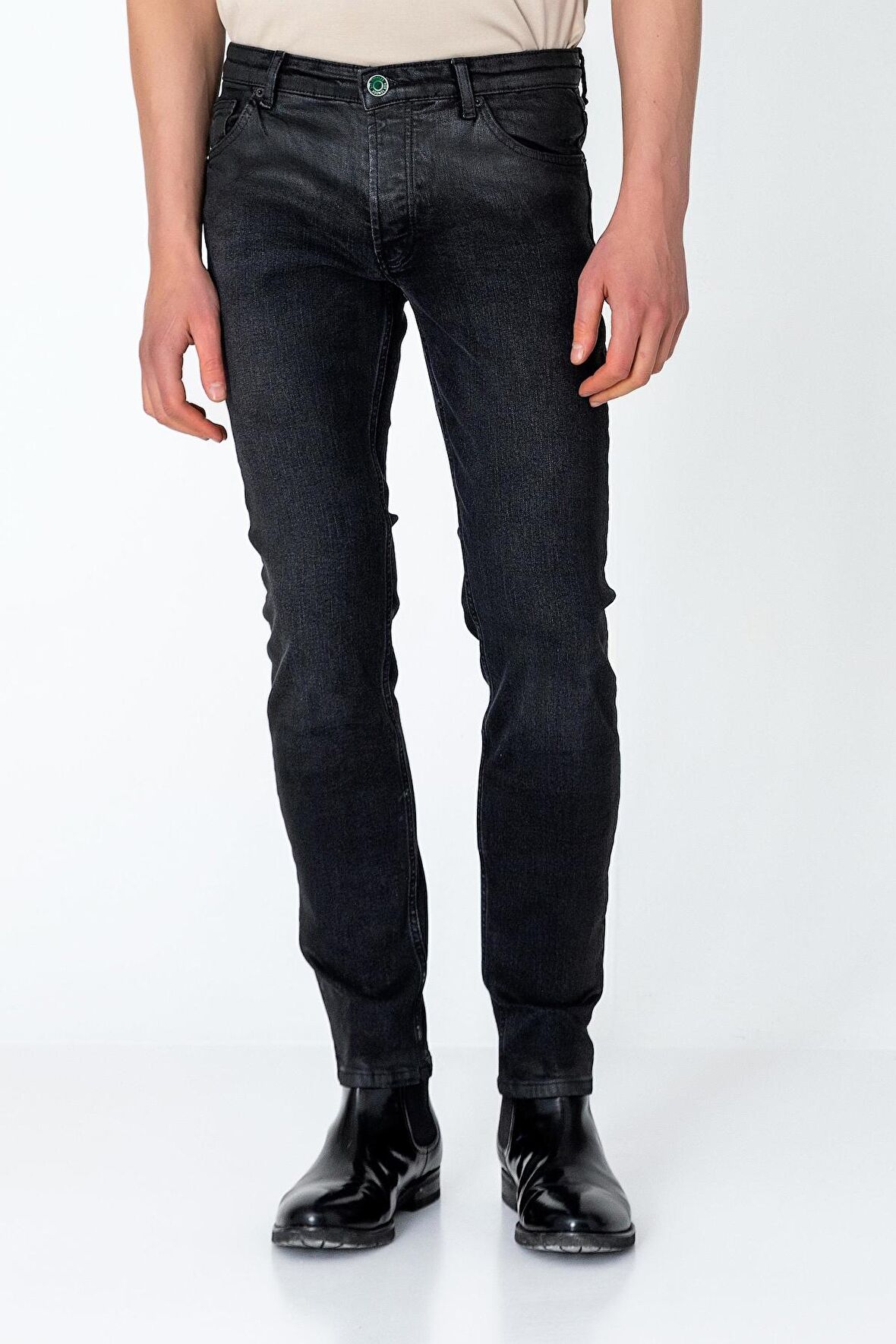 Erkek Regular Fit Sade Rahat Yağlı Kot pantolon