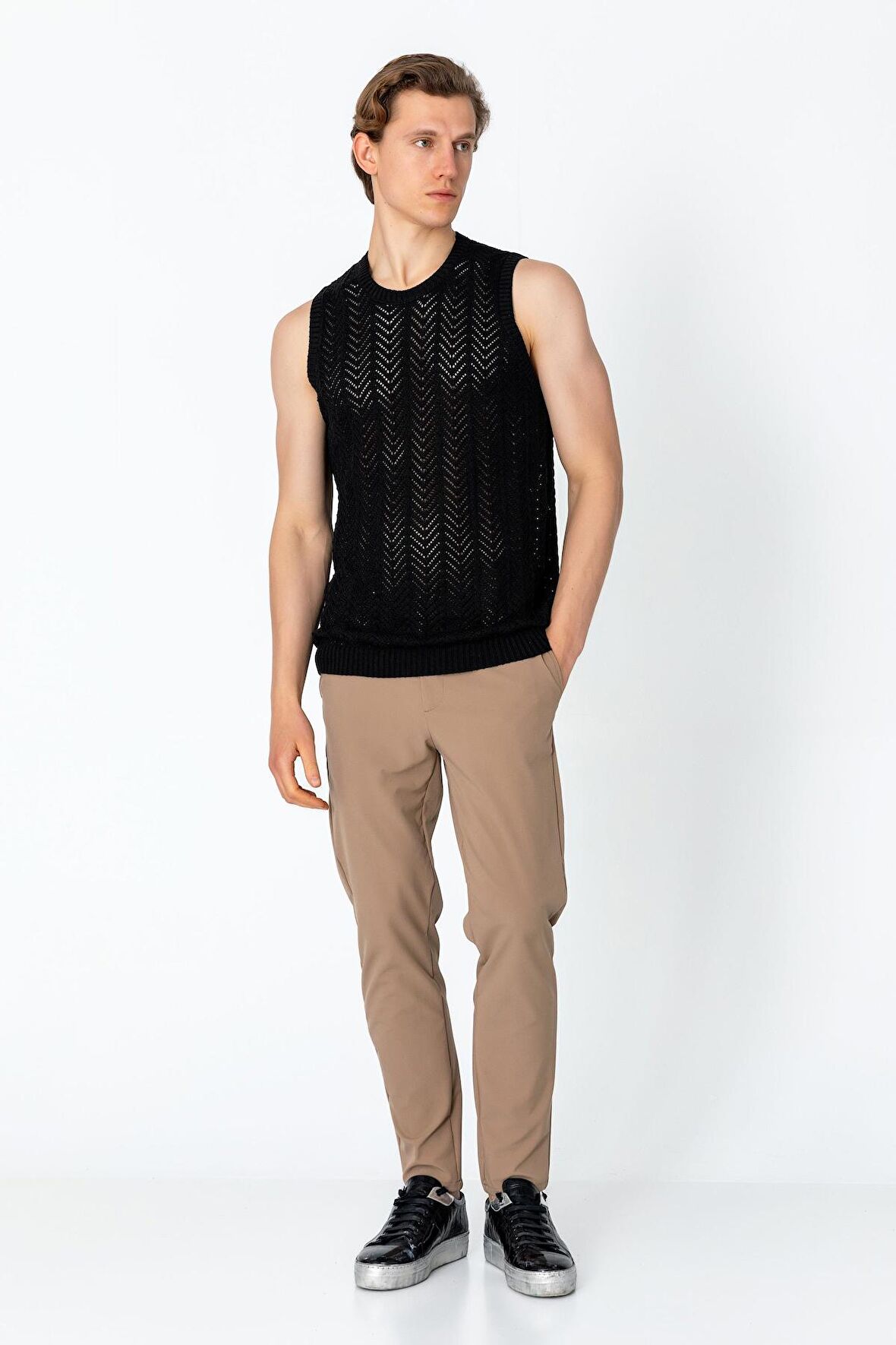 Erkek Regular Fit Örme Pamuk Rahat Kolsuz Triko