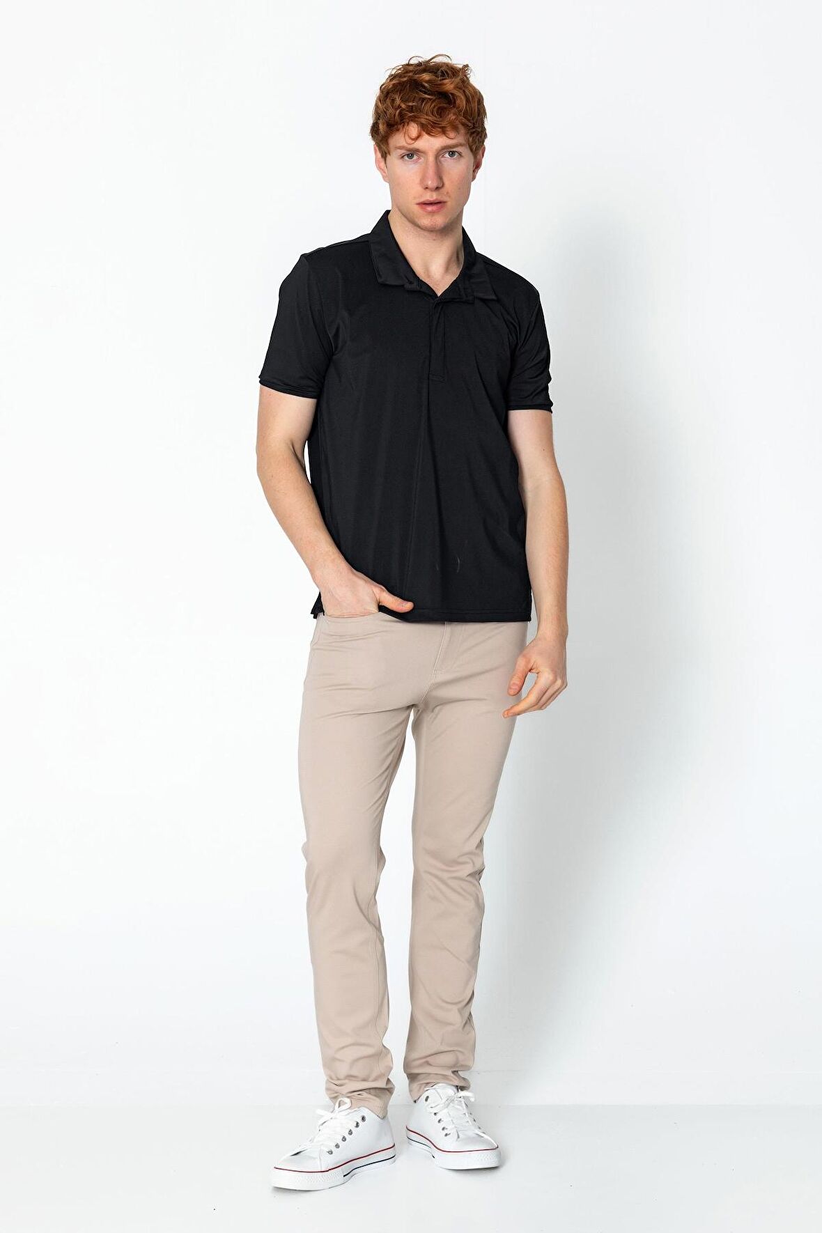 Erkek Regular Fit Rahat Salaş Düğmeli Polo YakaT-Shirt
