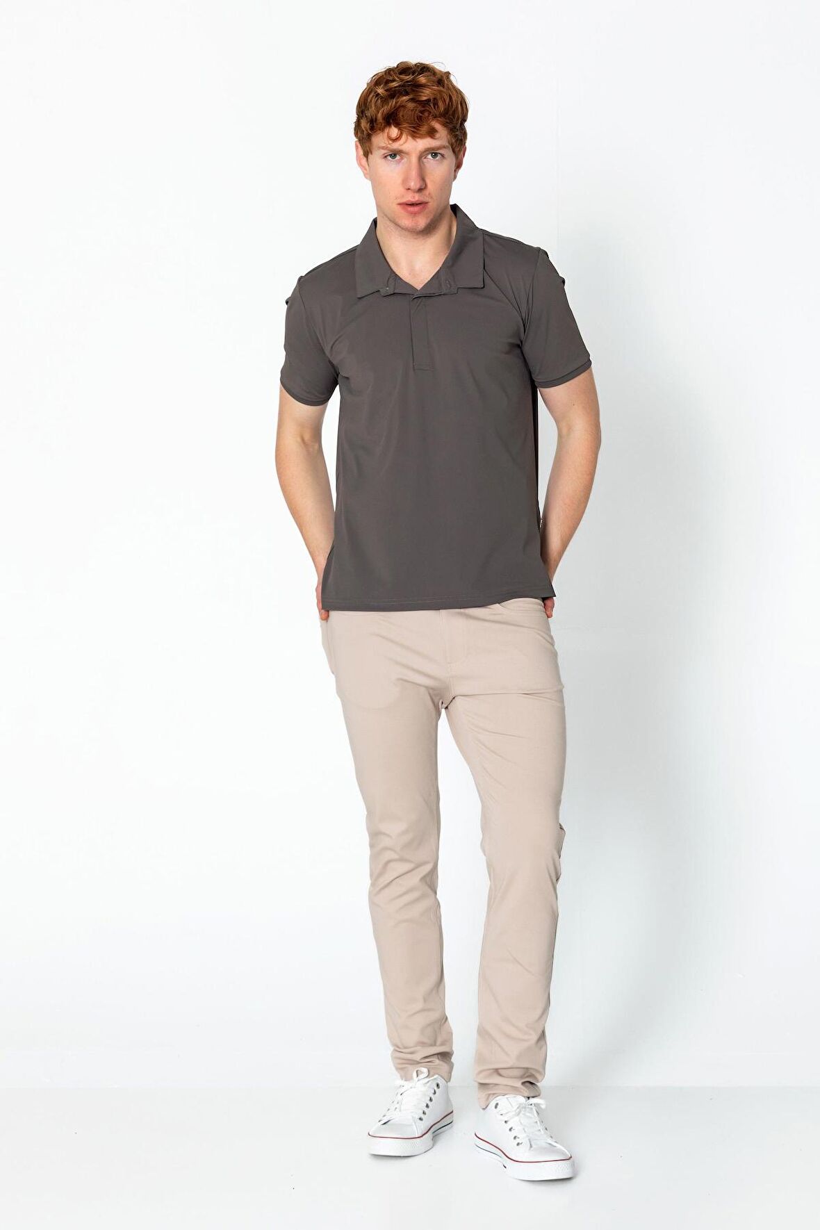 Erkek Regular Fit Rahat Salaş Düğmeli Polo YakaT-Shirt